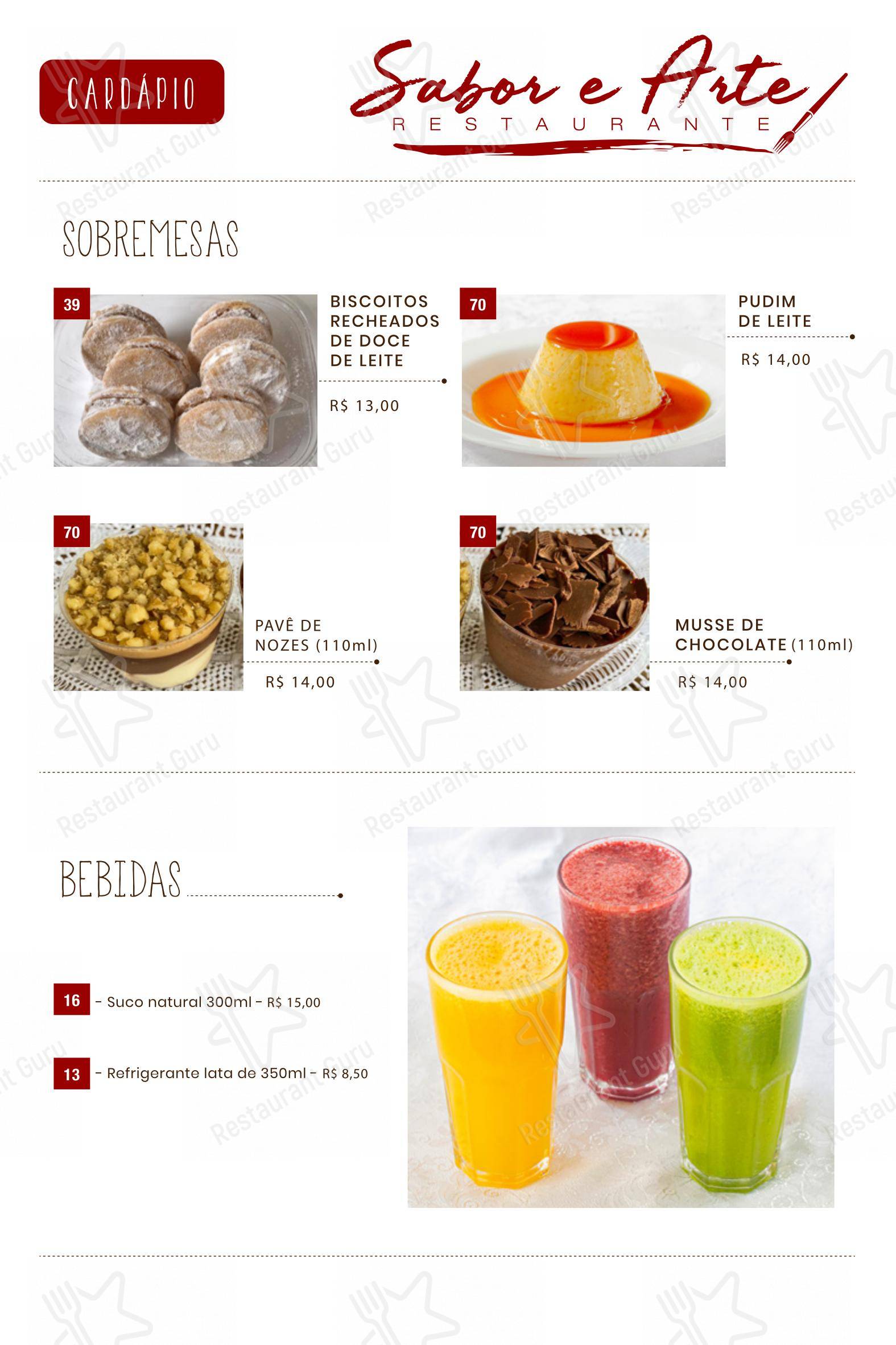 Sabor & Arte - Menu bar