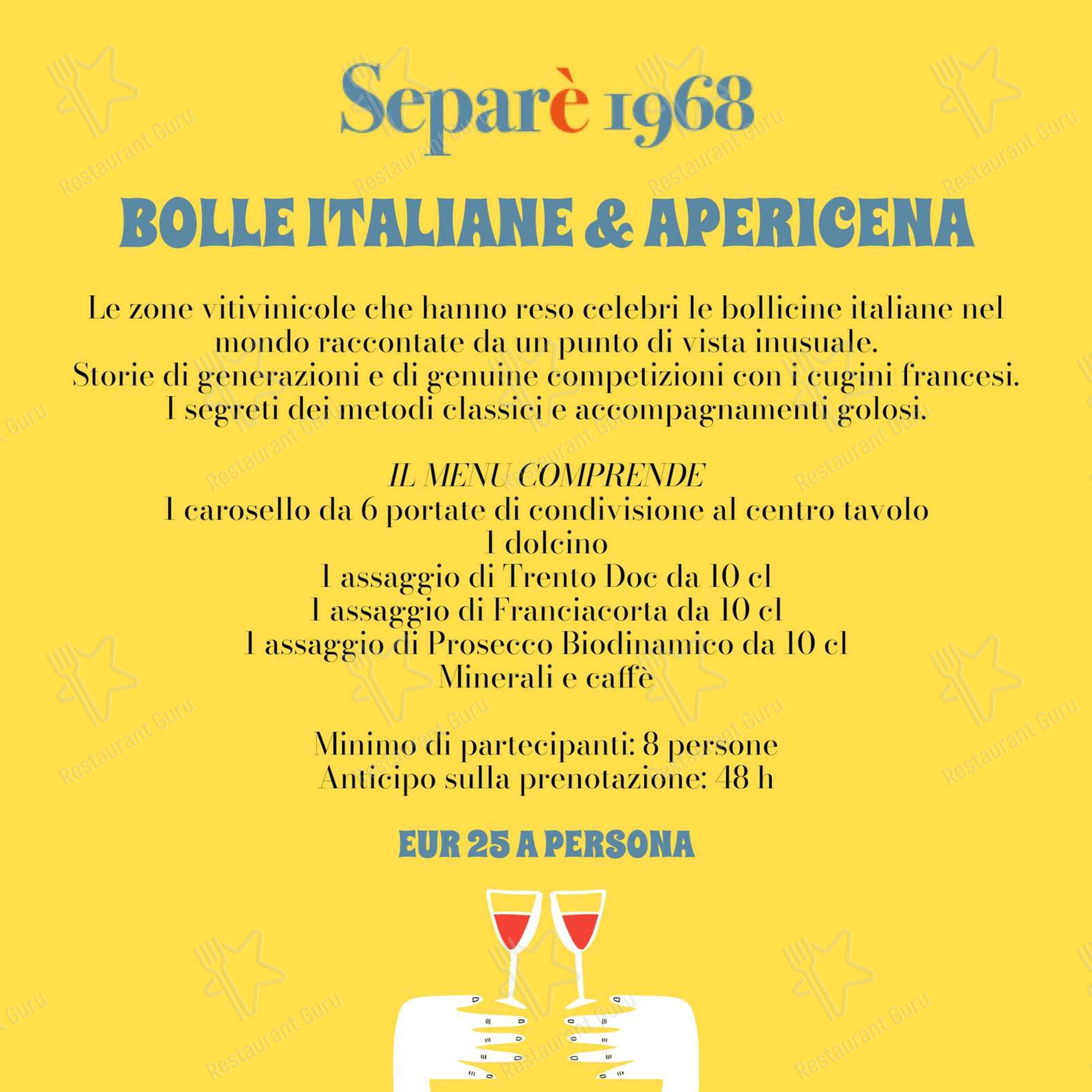 Menu bar per Separè 1968 in Cecina