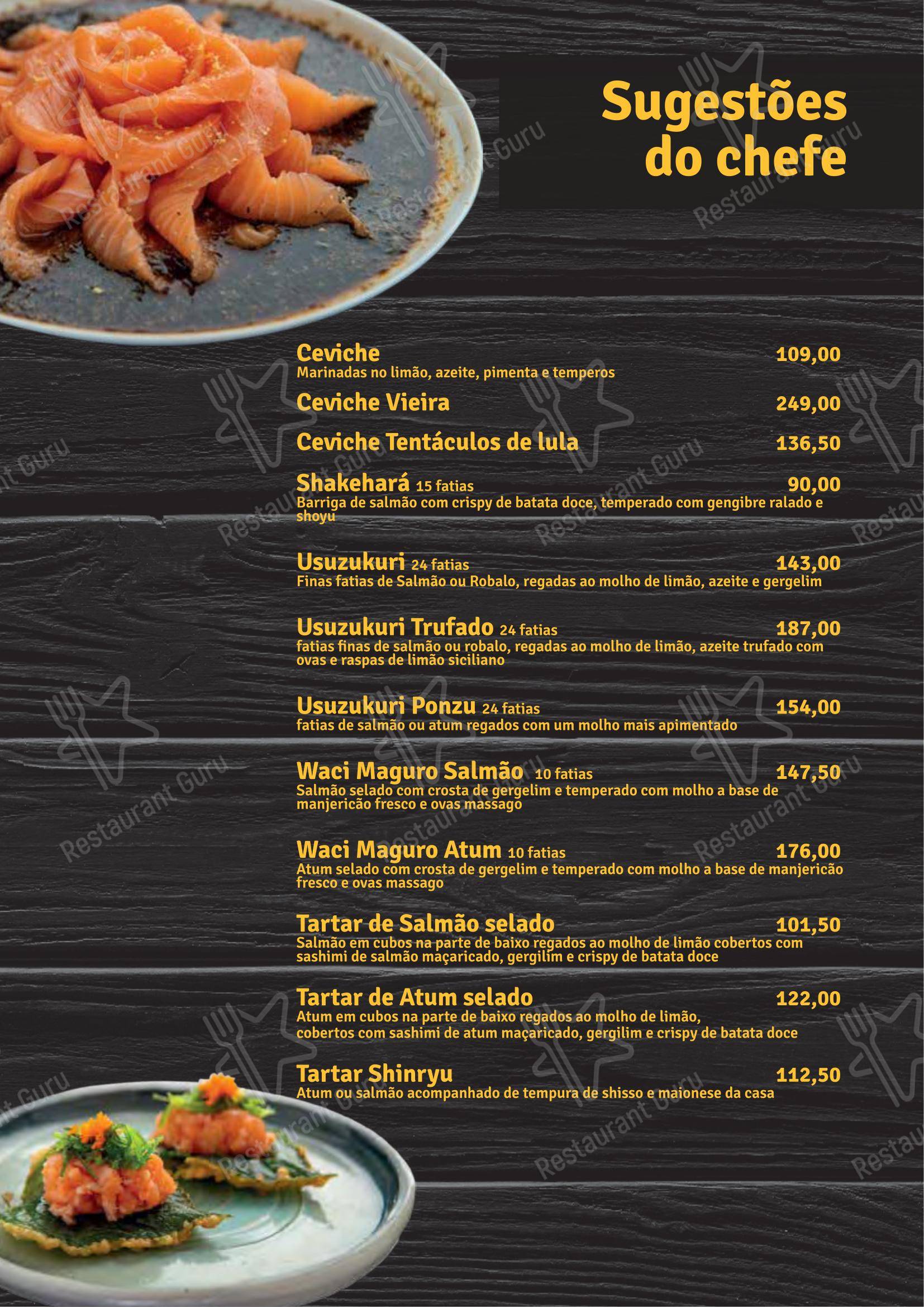 Shinryu em Atibaia - Menu