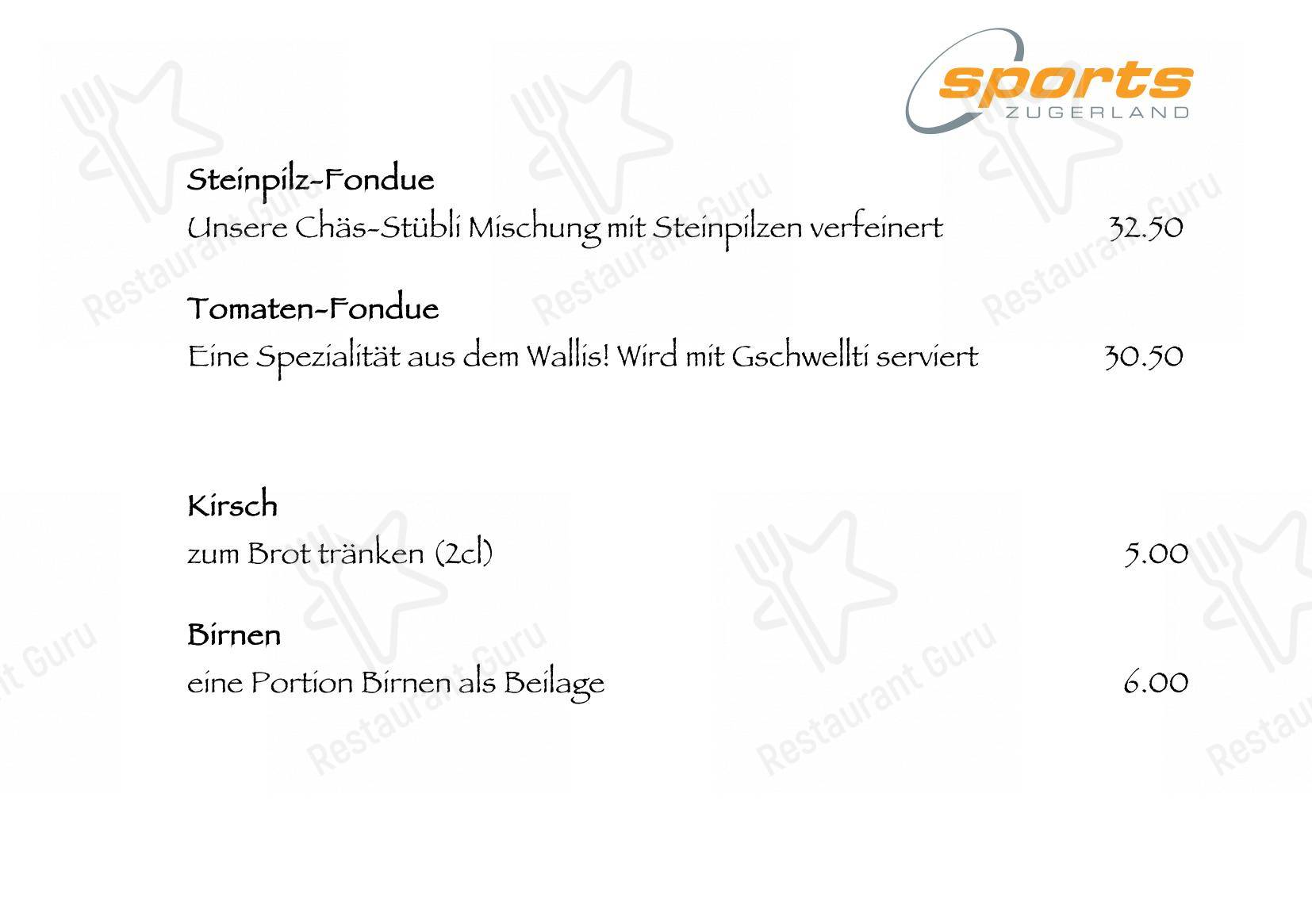 Menu per Sports Zugerland AG in Cham