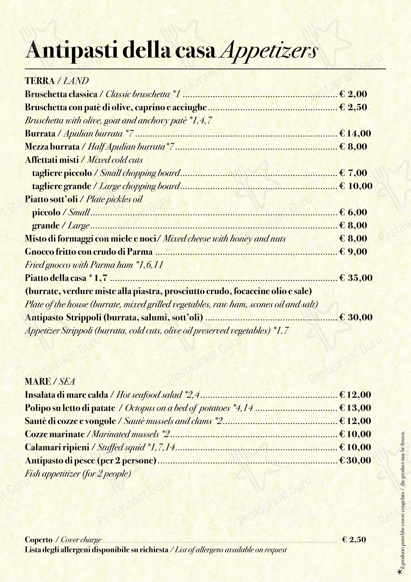 Strippoli Milano in Milano - Menu