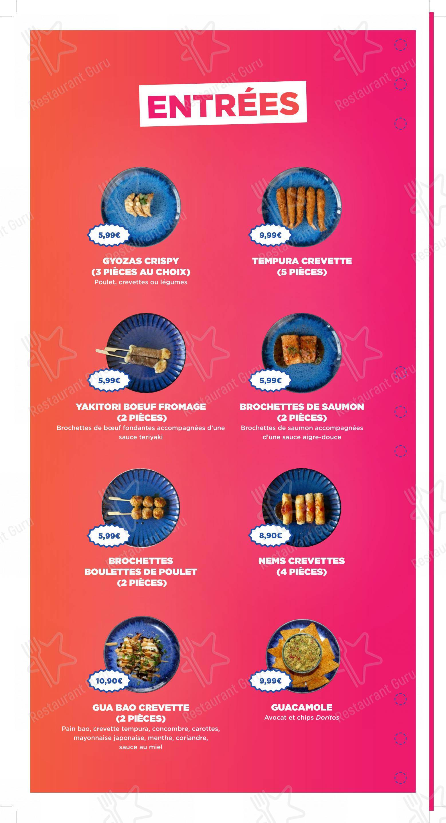 Menu pour TASTY RICE CLICHY restaurant