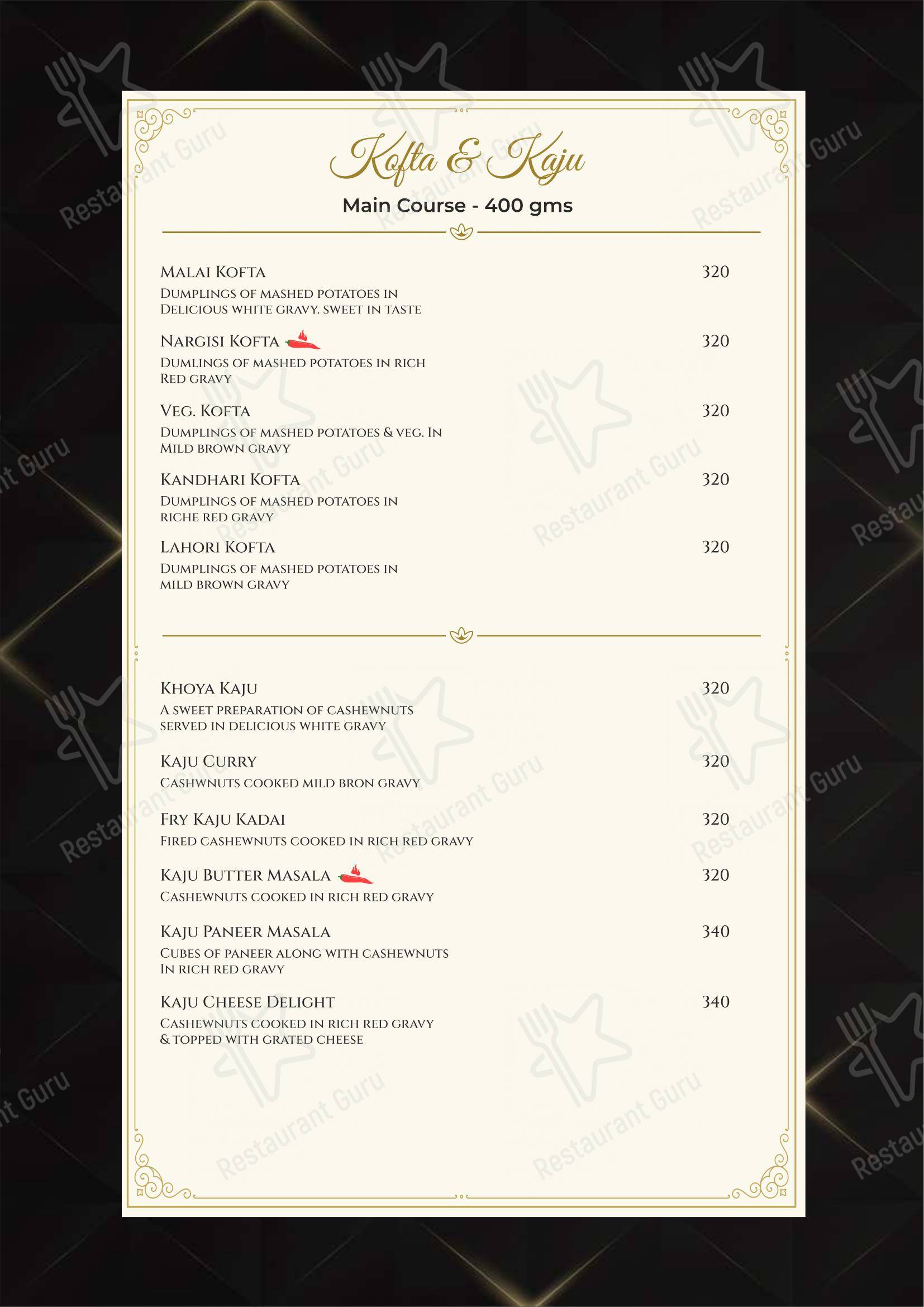 Menu for the The Grand Flavors restaurant