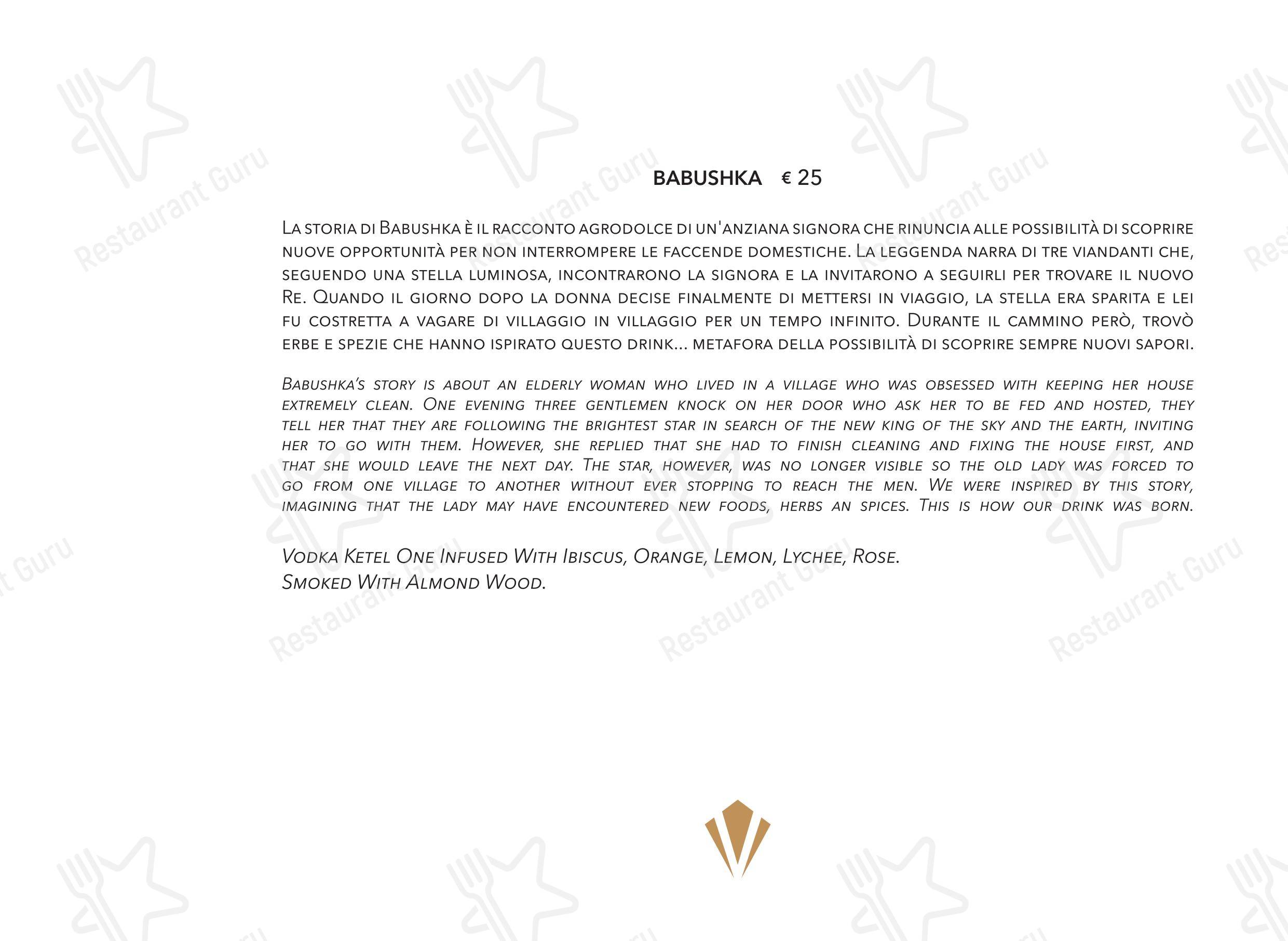 Menu bar per Valentyne Restaurant & Club in Roma