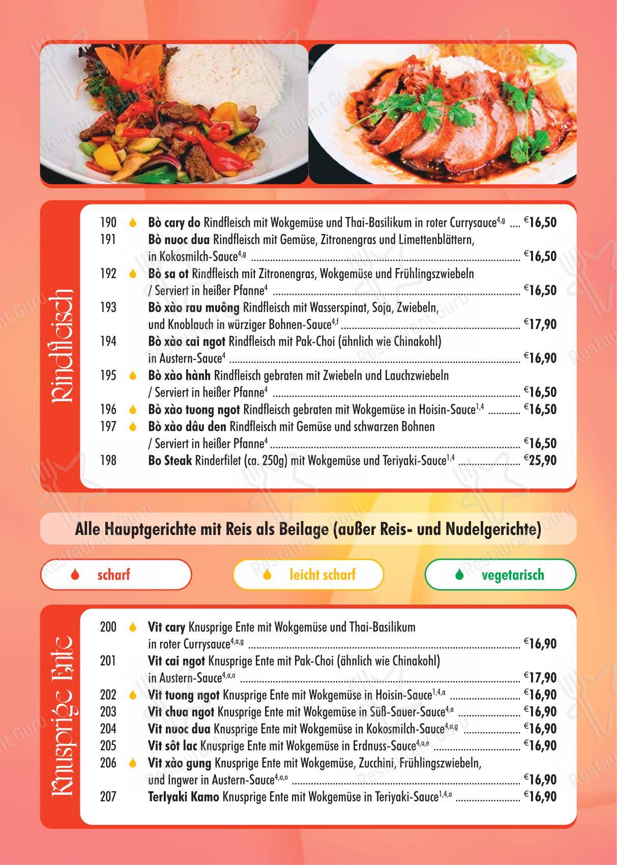 Menu pour VanDo - Menu