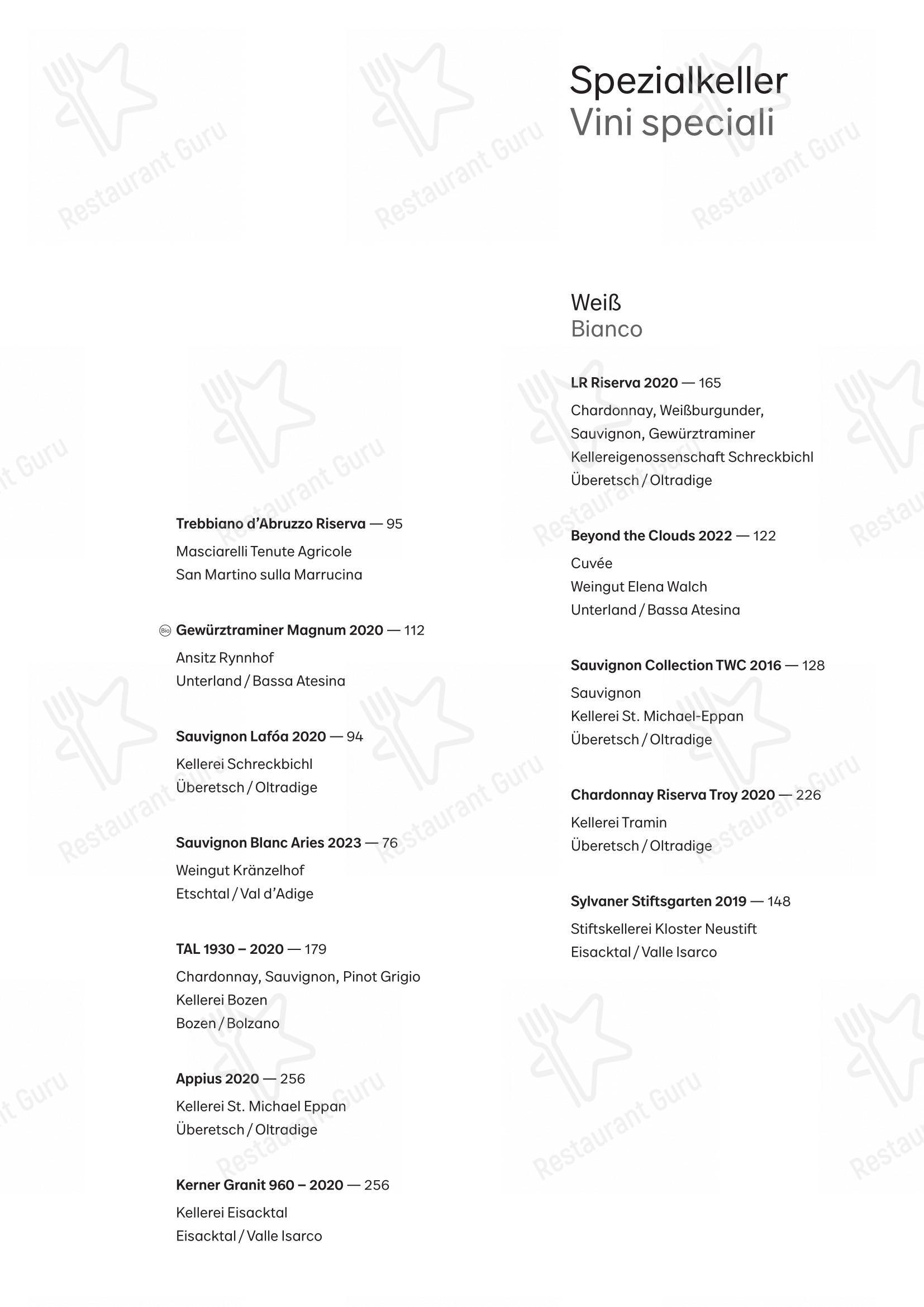 fink in Bressanone - Menu bar