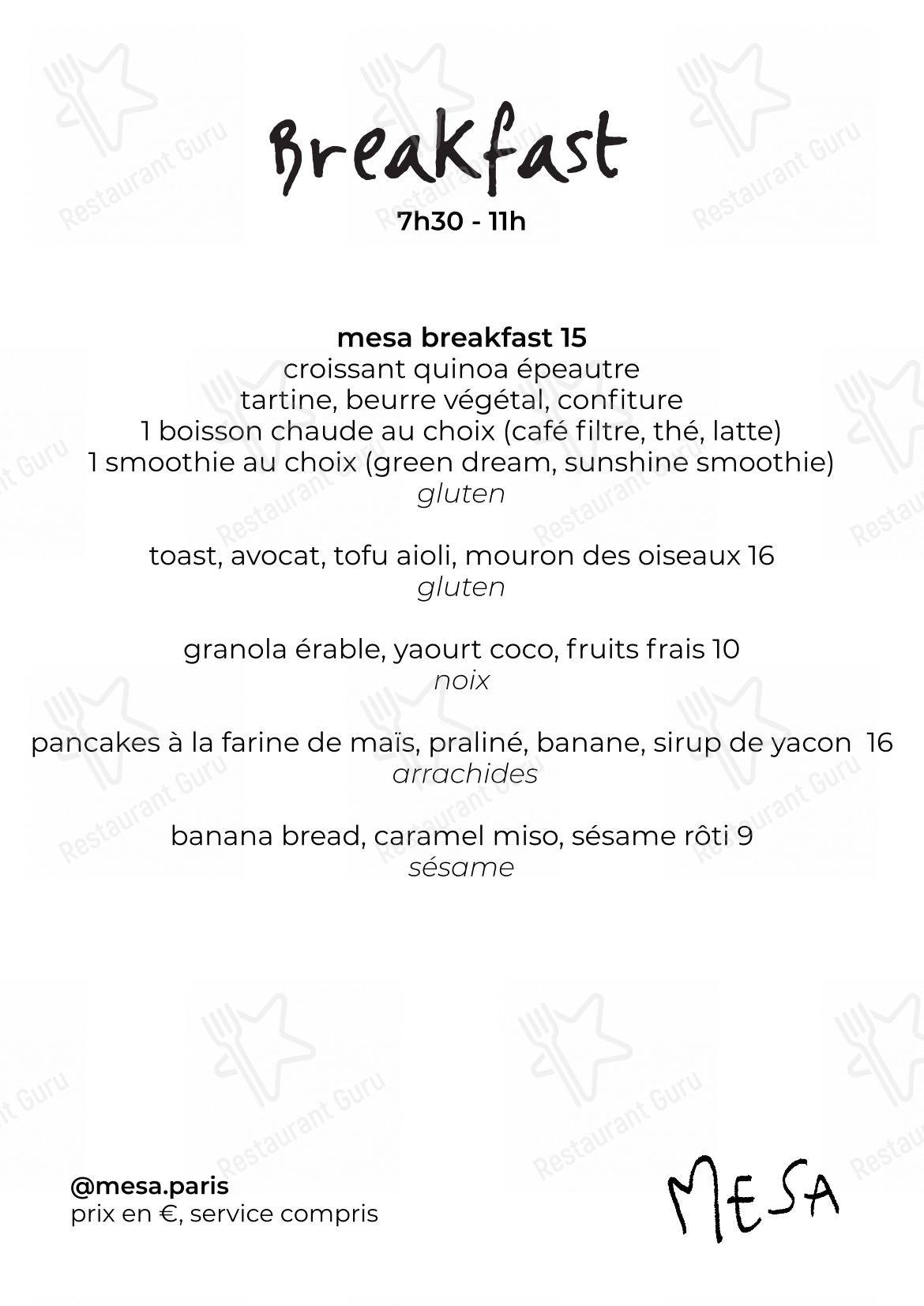 Menu pour mesa de HOY - PlantBased Restaurant - Menu