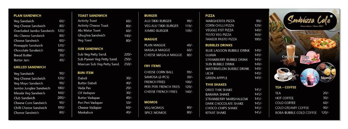 sandwizza Cafe menu