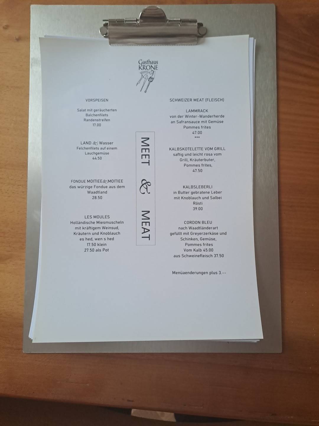 Menu di Gasthaus Krone 