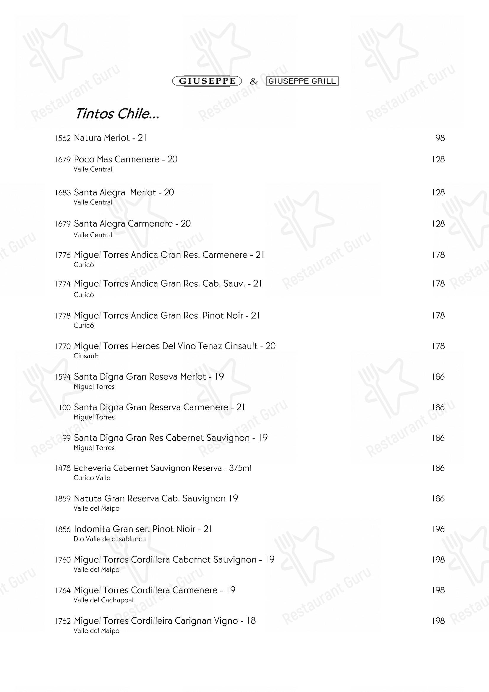 Giuseppe Italiano em Rio de Janeiro - Menu bar