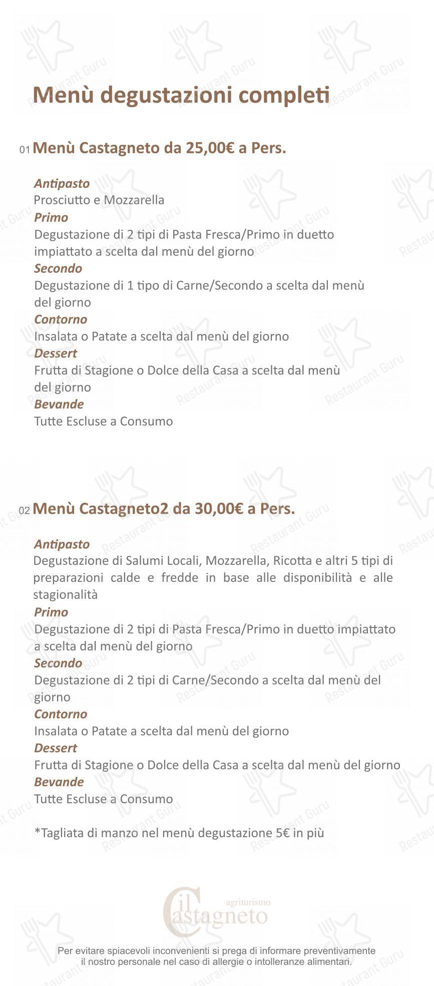 Menu per Agriturismo Il Castagneto - Padula in Padula