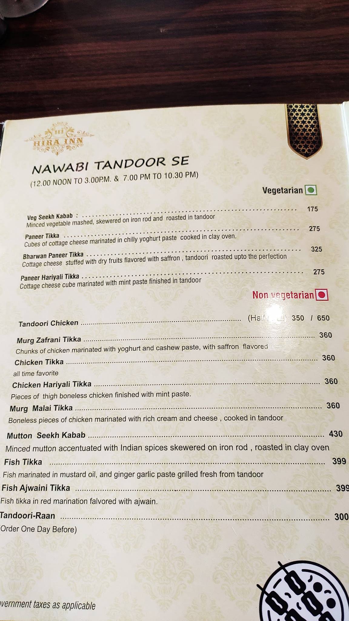 Mehfil Restaurant menu