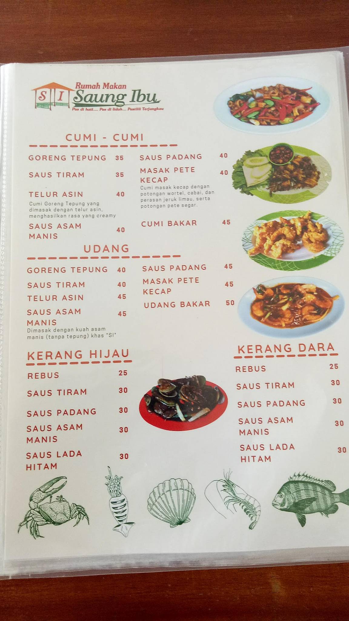 Menu At Rumah Makan Saung Ibu Restaurant Indonesia