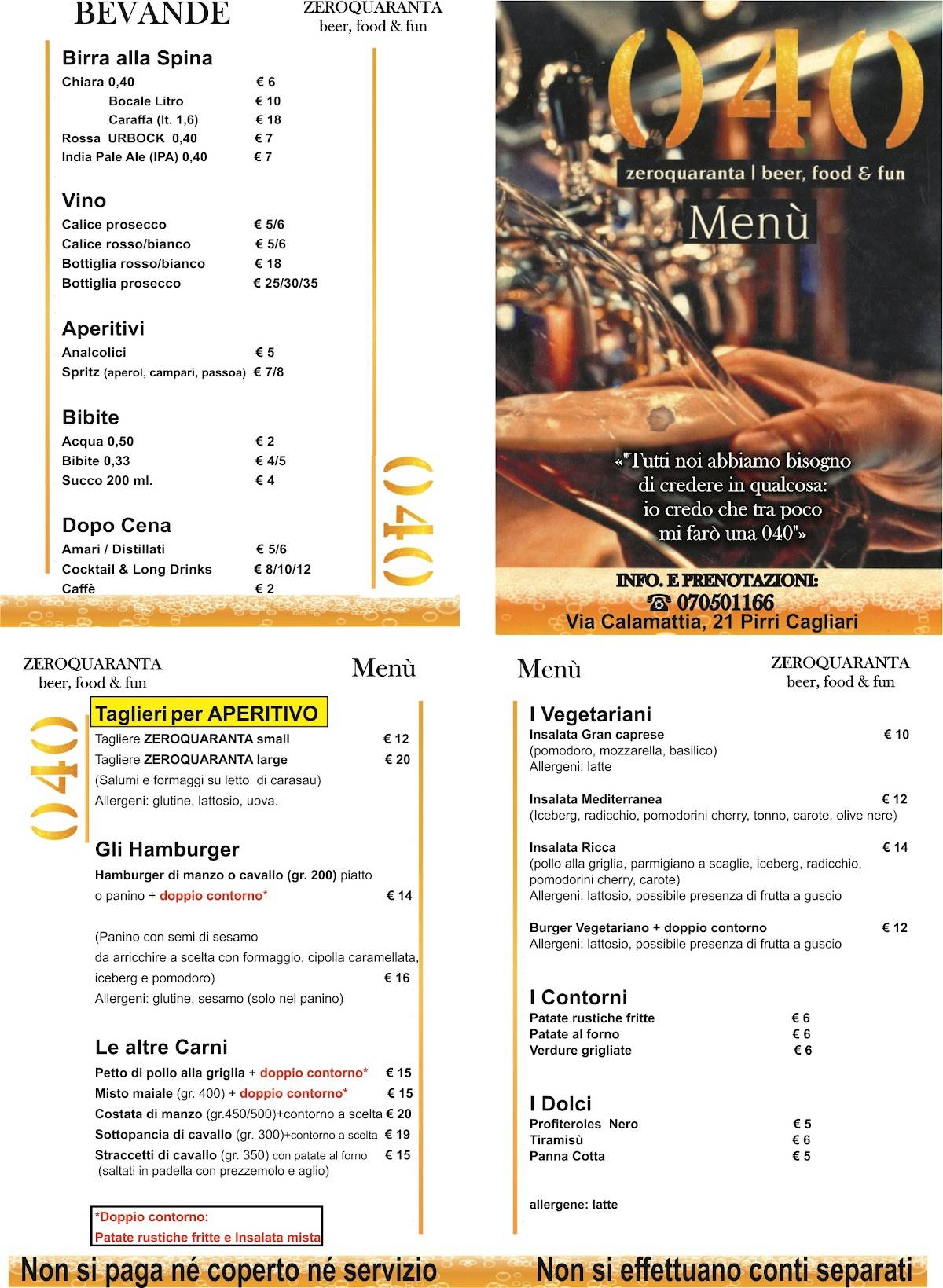 Menu di 040 Zeroquaranta 