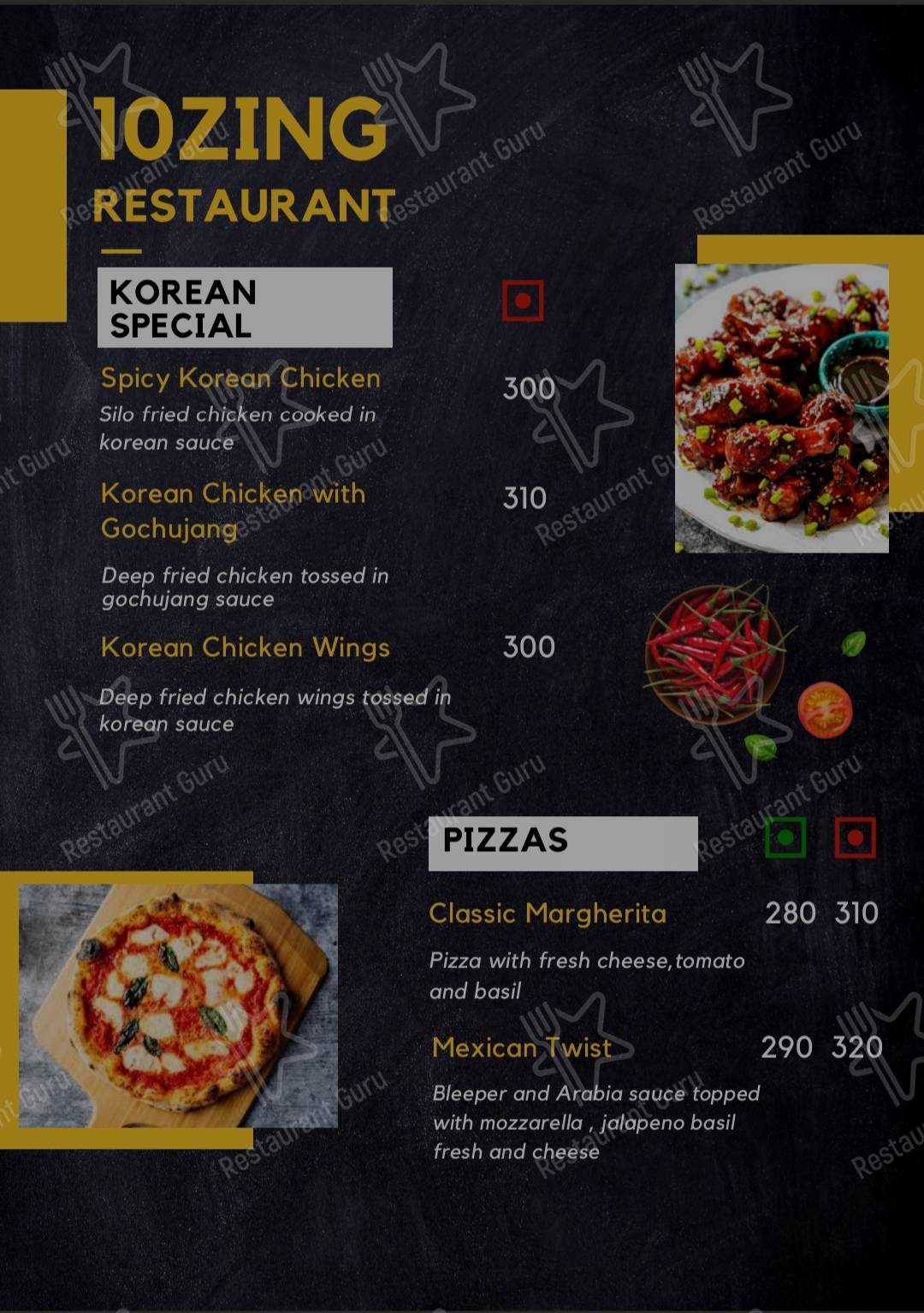 10ZIN Restaurant & Bar menu - meals and drinks