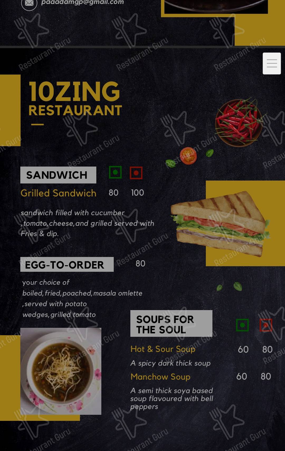 10ZIN Restaurant & Bar menu - dishes and beverages