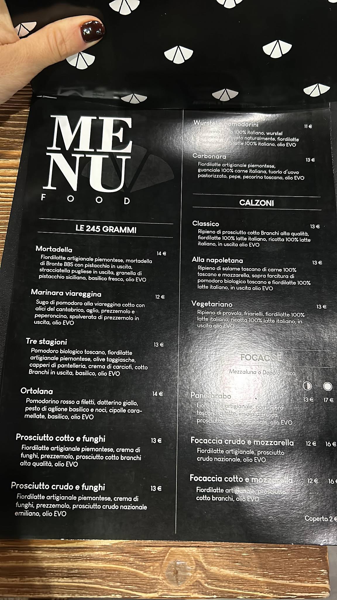 Menu di 245GRAMMI pizzeria 