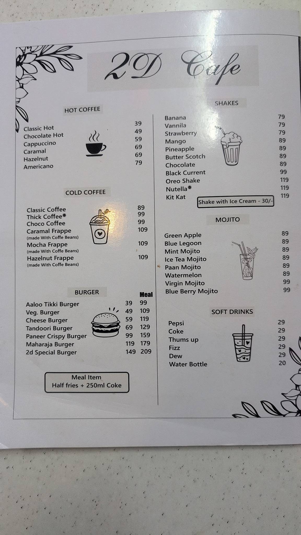 2D cafe menu