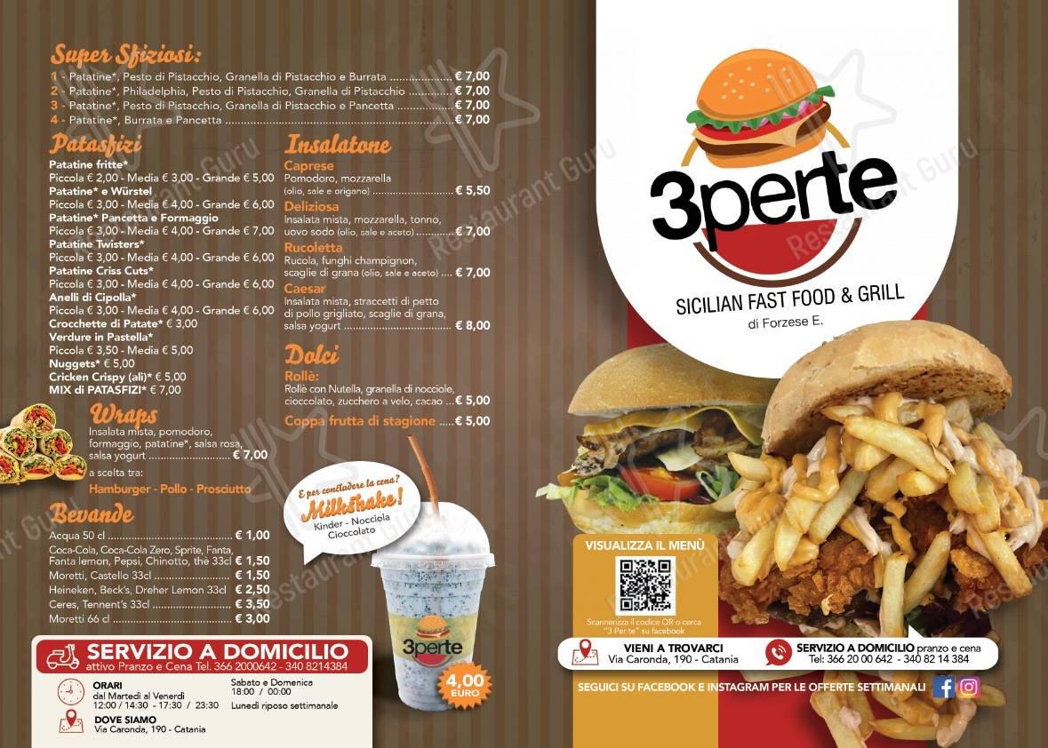 Menu per 3 Per Te Hamburgeria ristorante