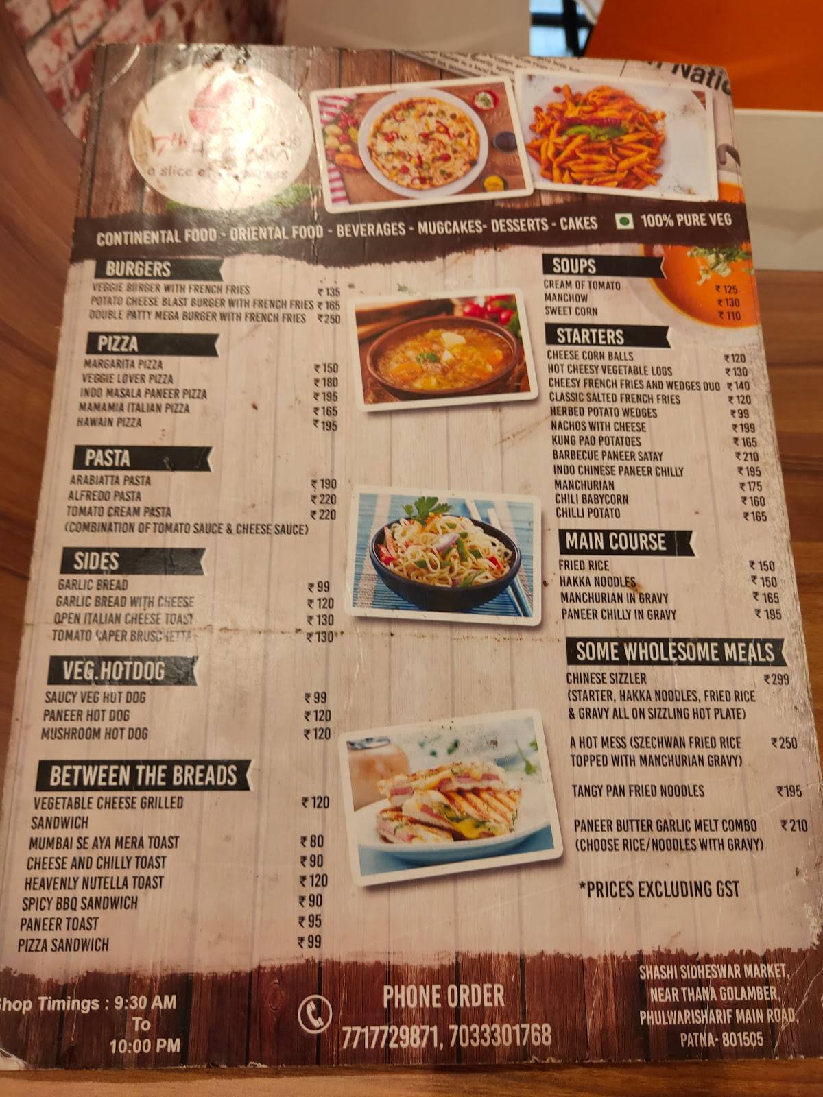 7th Heaven menu