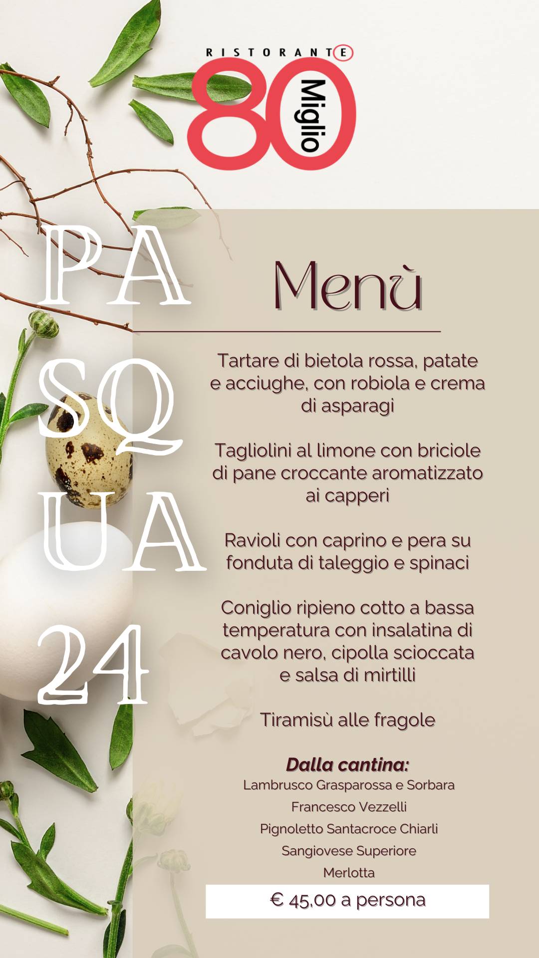 Menu di 80° Miglio 