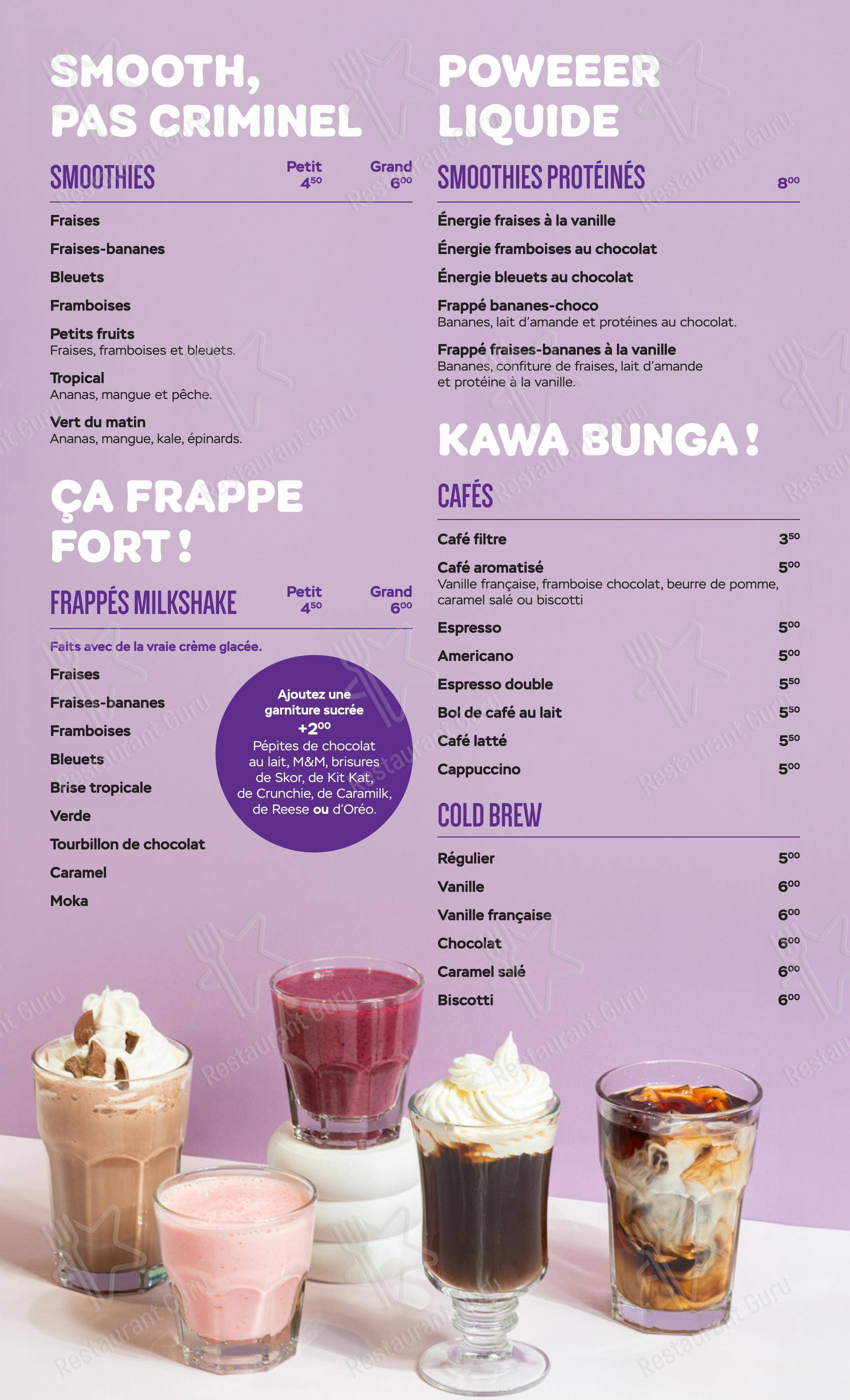 Menu pour 9 resto déjeuner - Menu bar