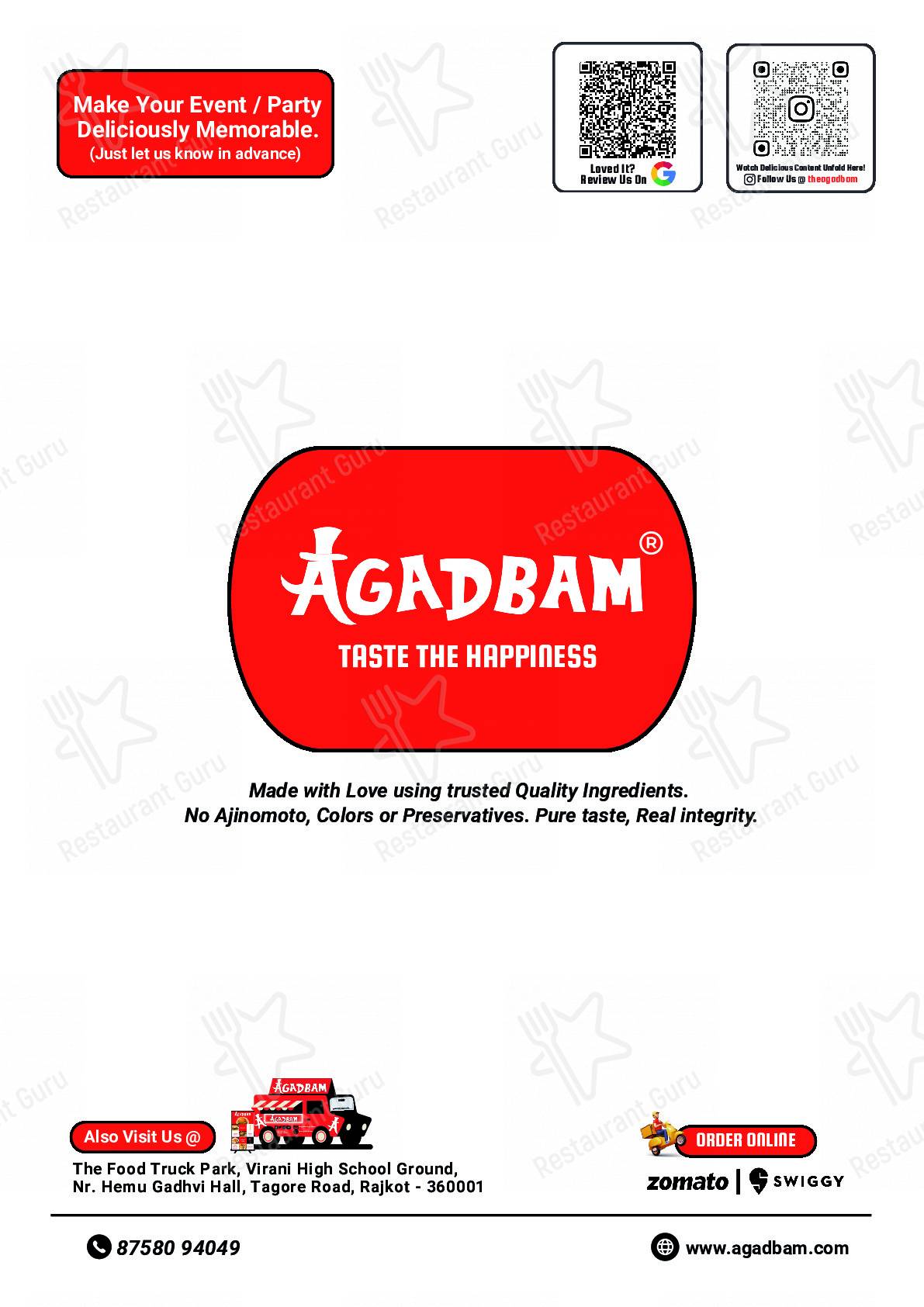 Check out the menu for AGADBAM