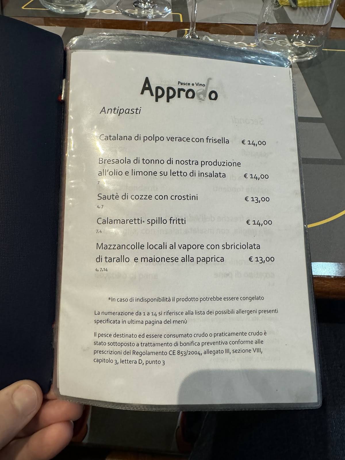 Menu di APPRODO 56 