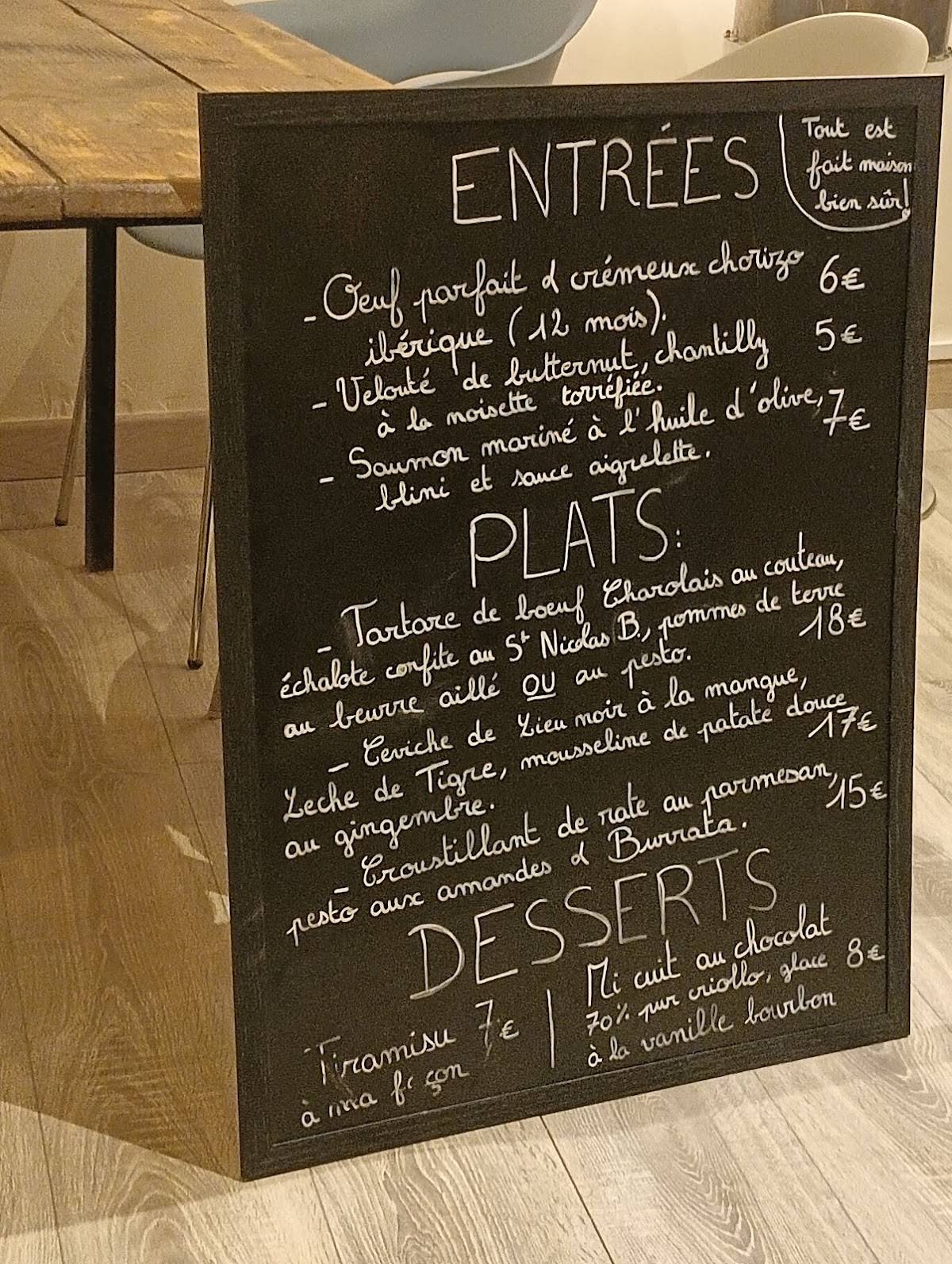 Menu de ASSAFRE restaurant et petite épicerie