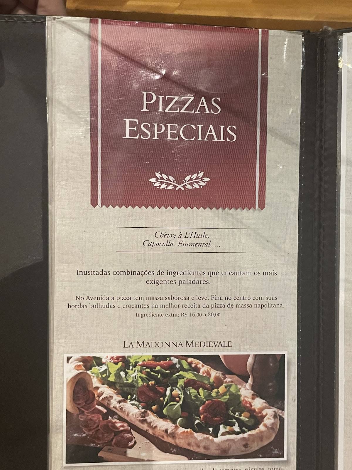 AVENIDA PAULISTA PIZZA BAR cardápio