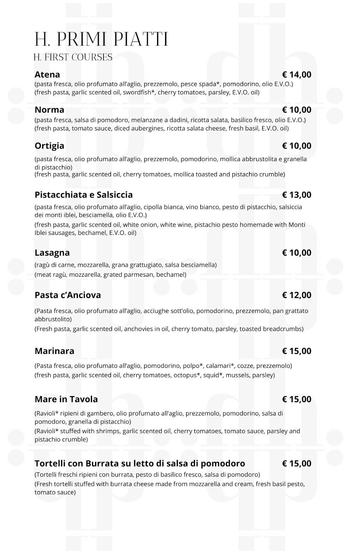 Menu di Acca Punto Bistrot 