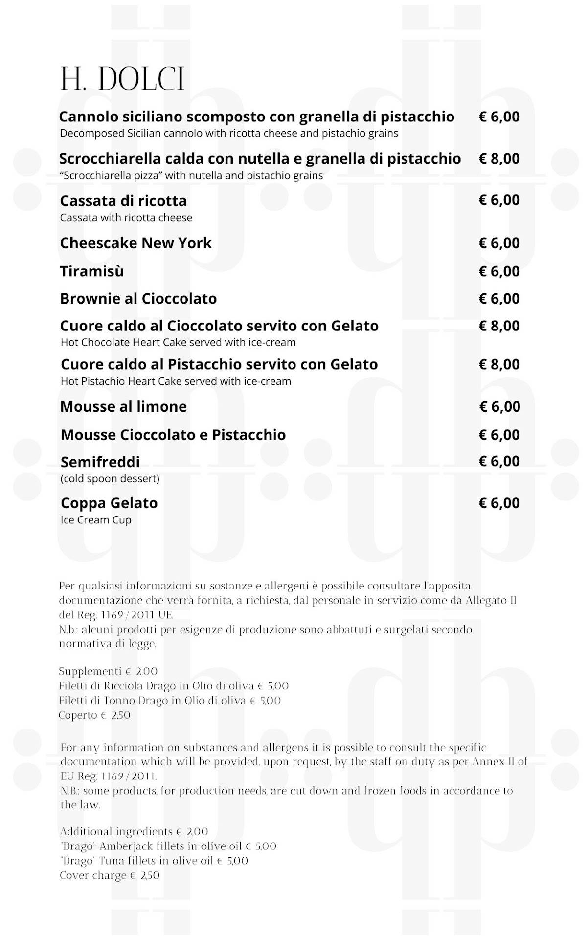 Menu di Acca Punto Bistrot 