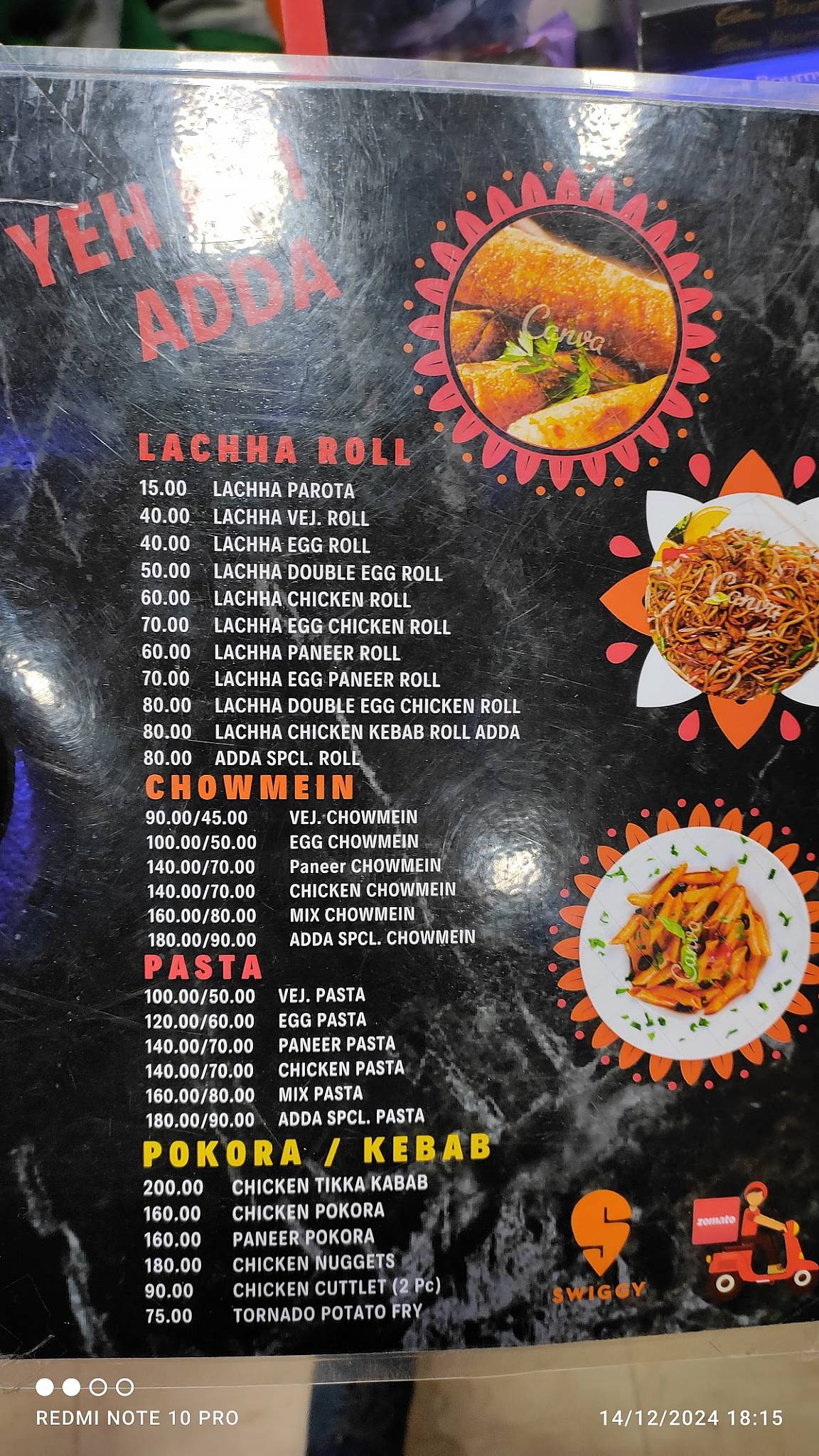 Adda Food Fast menu