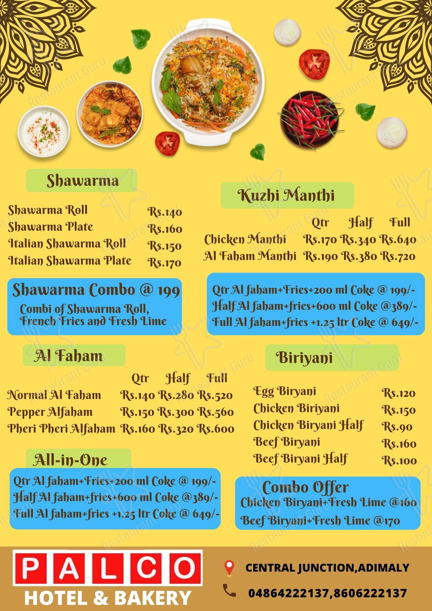 PALCO HOTEL&BAKERY menu - meals and drinks