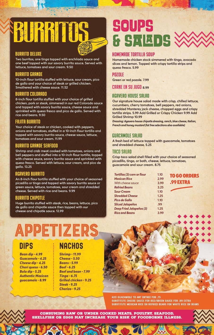 Menu at Agavero Grill & Cantina restaurant, Collinsville