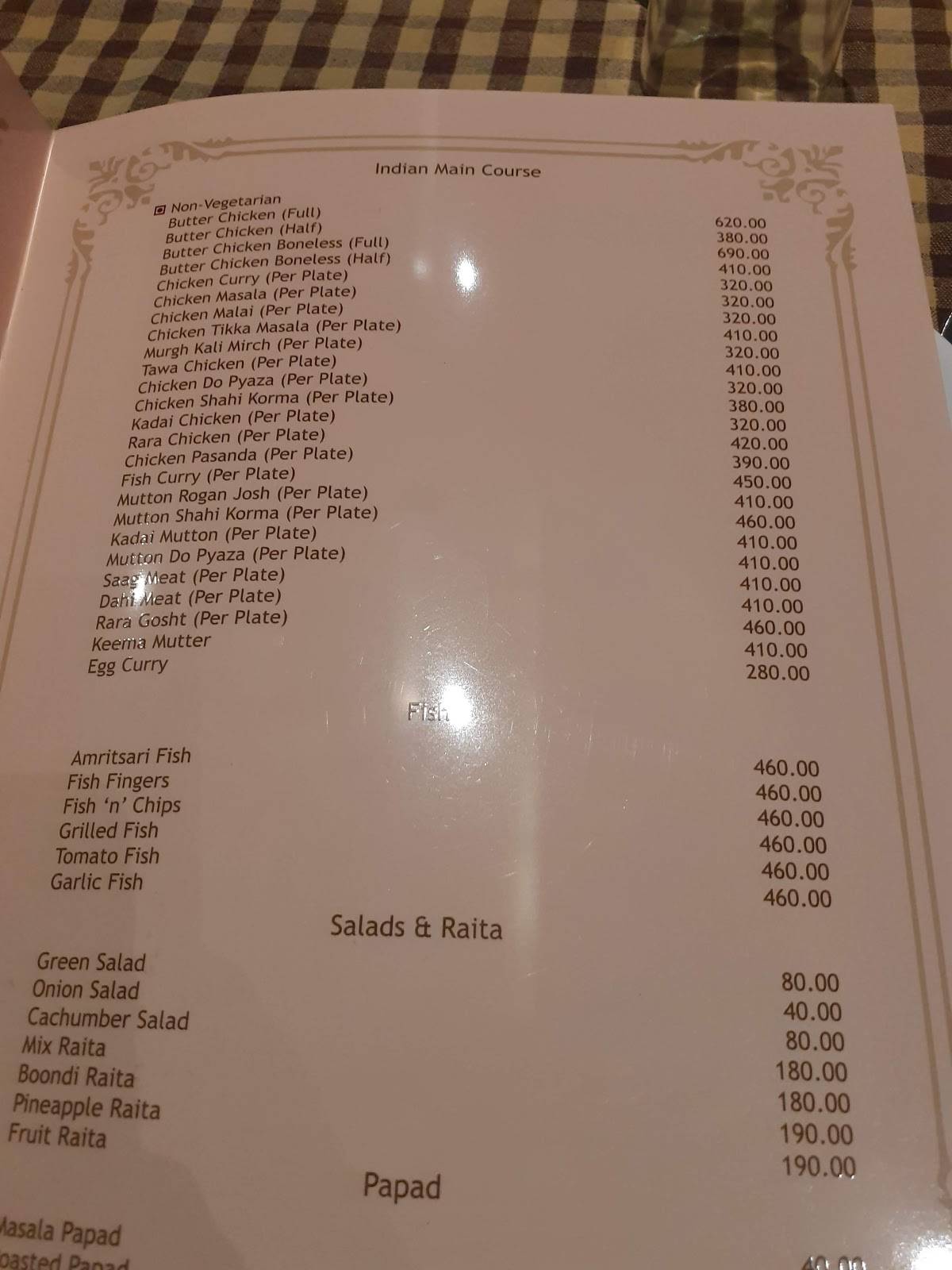 Capri Restaurant menu