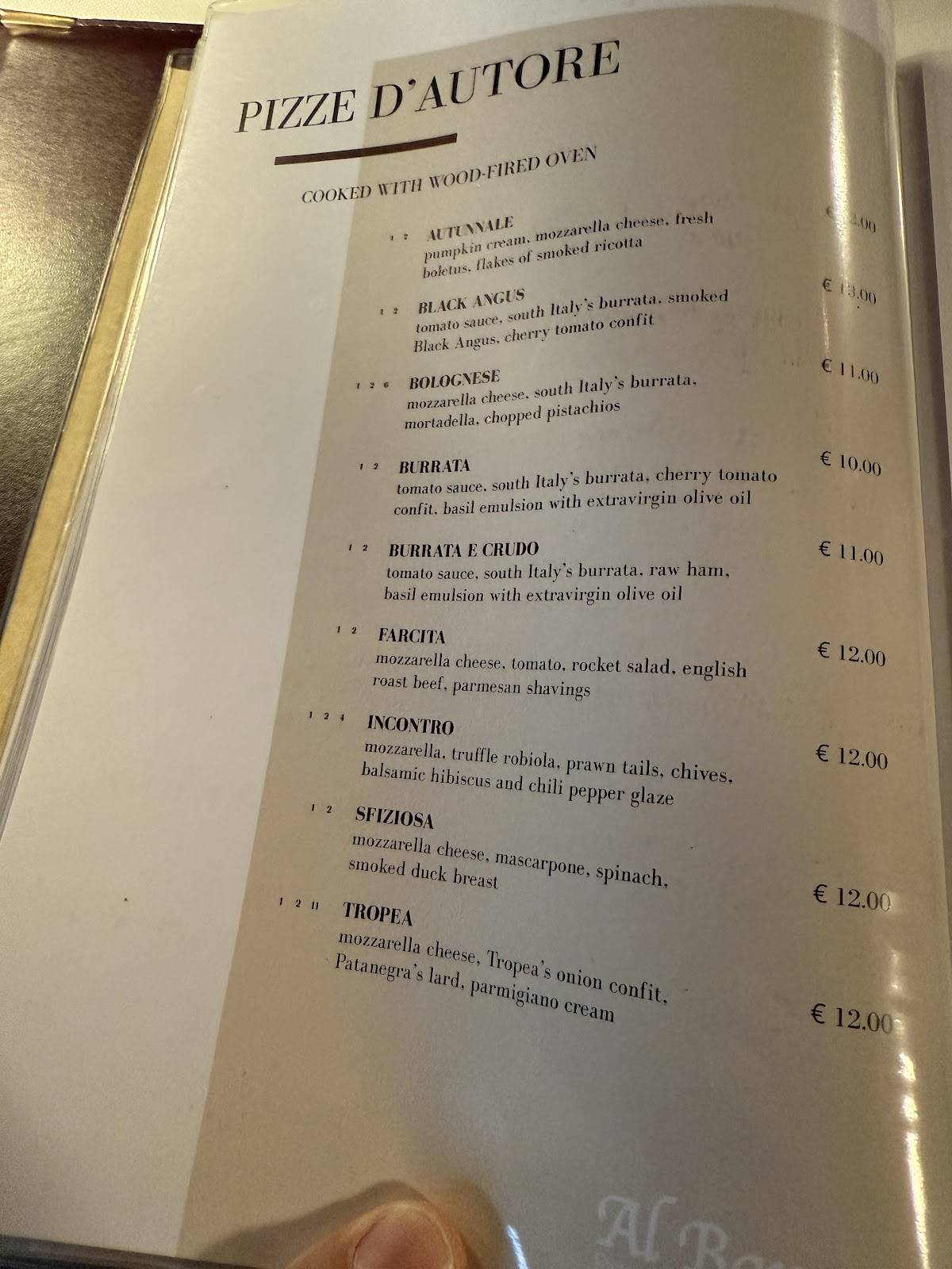 Menu di Al Barcon Ristorante-pizzeria e Residence 
