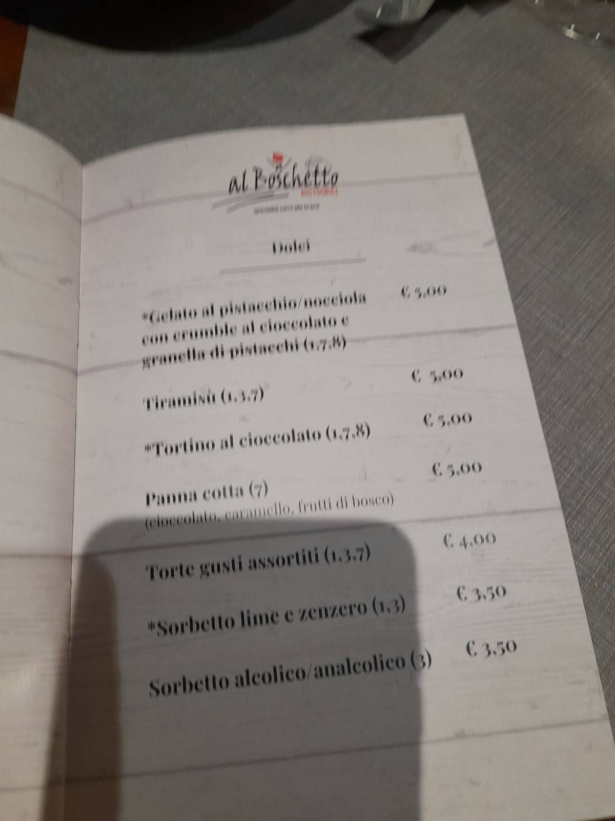 Menu di Al Boschetto Ristogrill 
