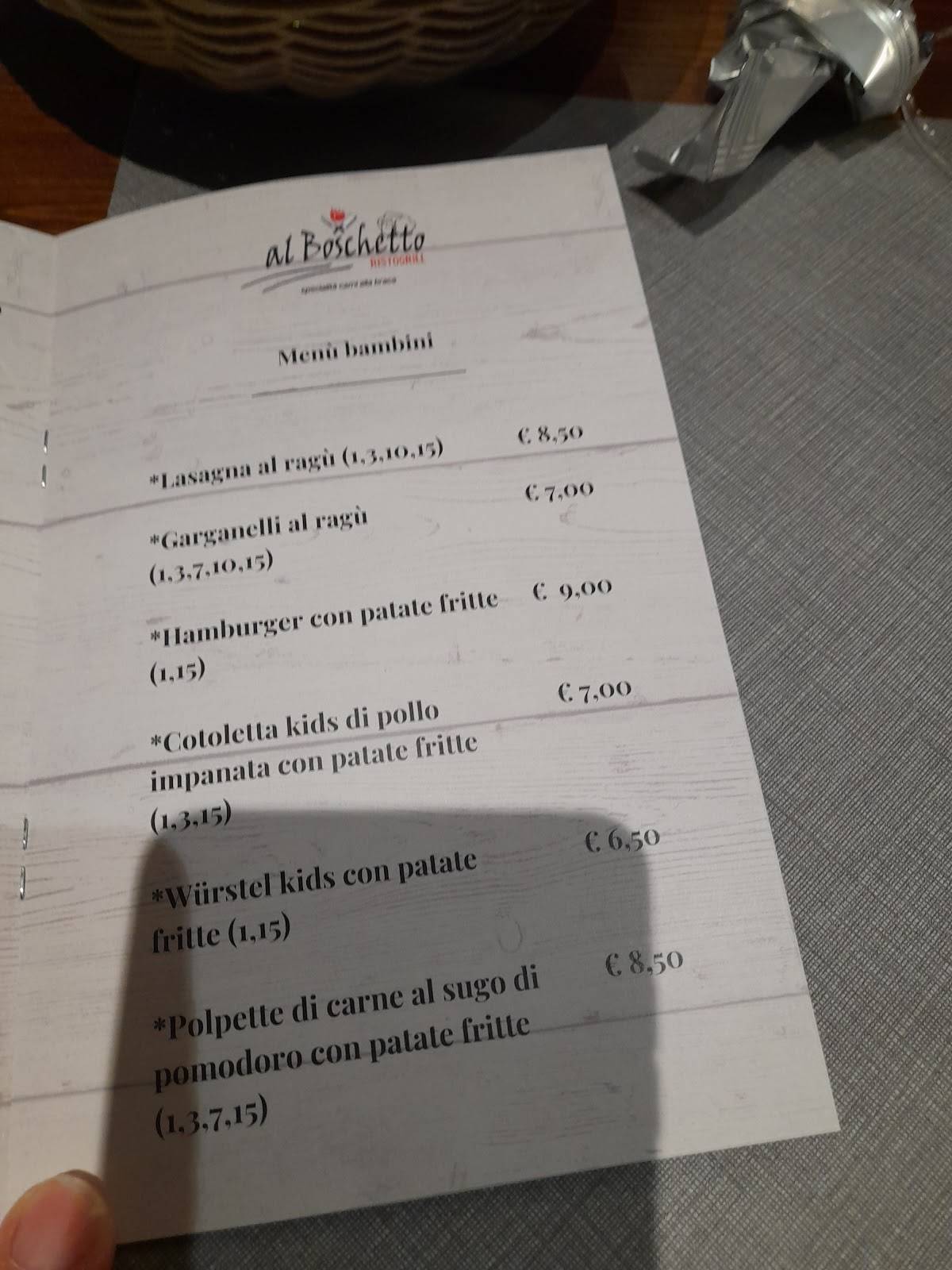 Menu di Al Boschetto Ristogrill 