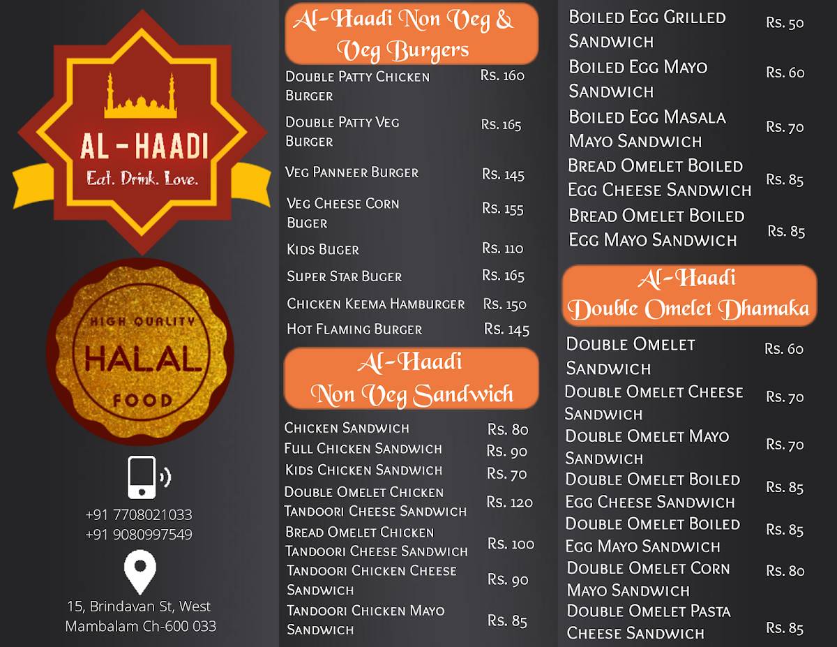 Al Haadi menu