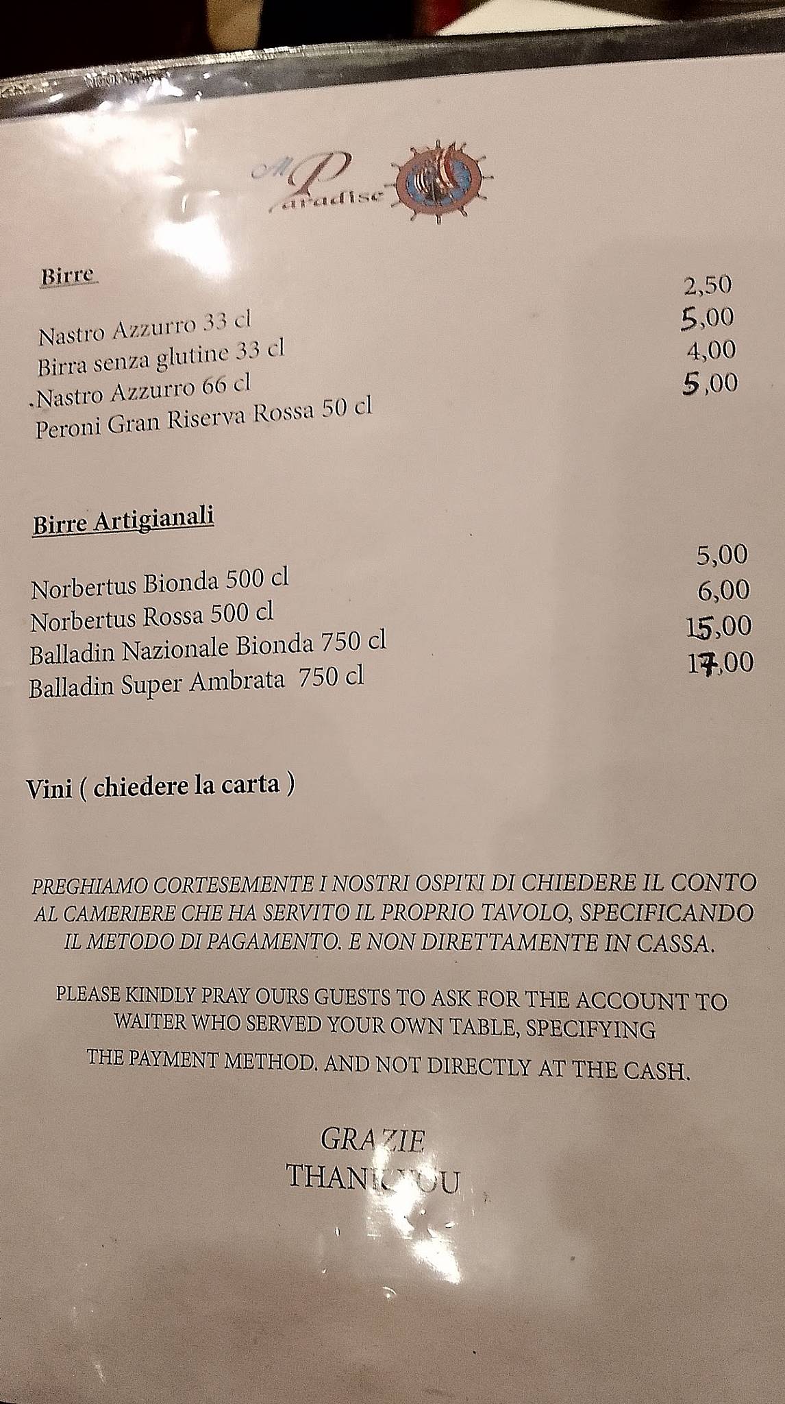 Menu di Al Paradise 
