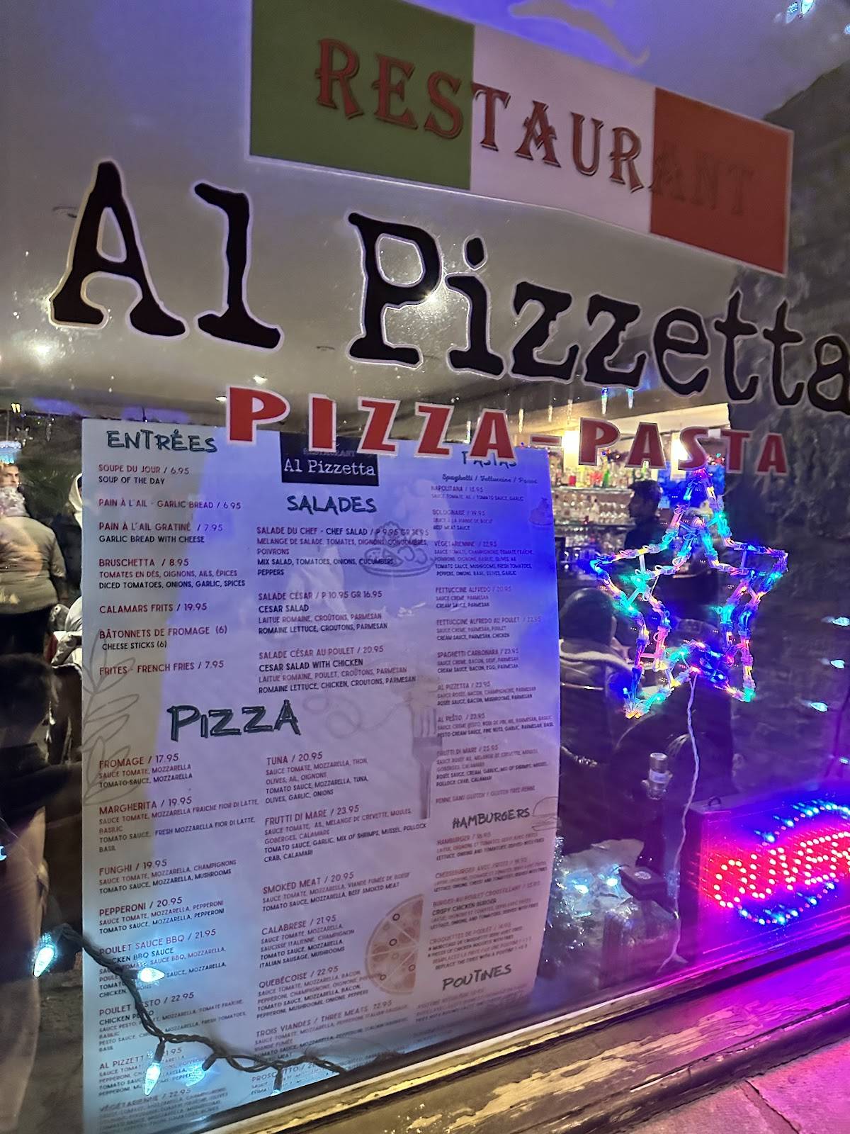 Menu de Al Pizzetta