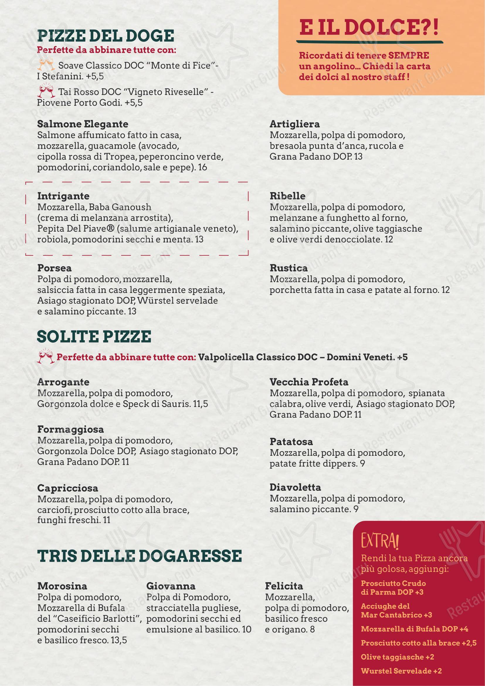 Menu bar per Al Profeta pizzeria