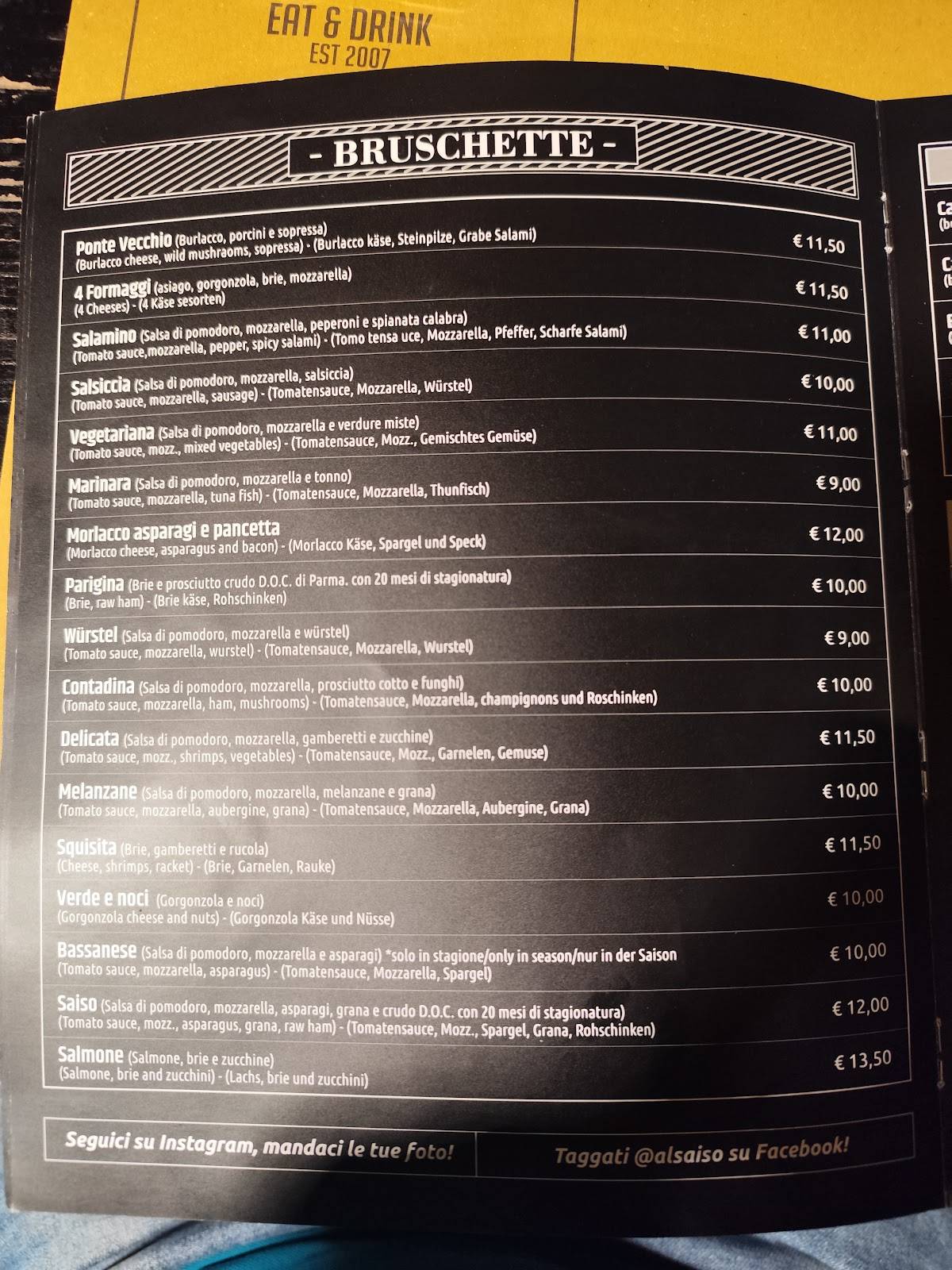 Menu di Al Saiso 
