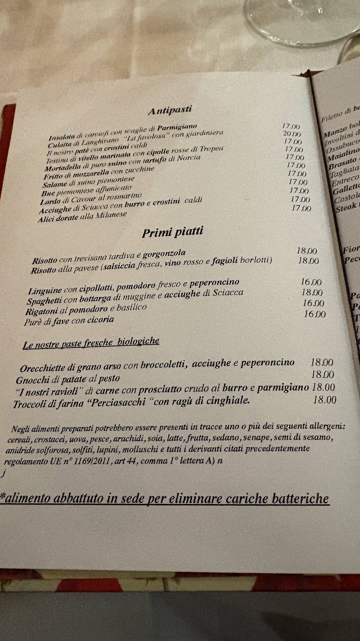 Menu di Al Vecchio Porco 
