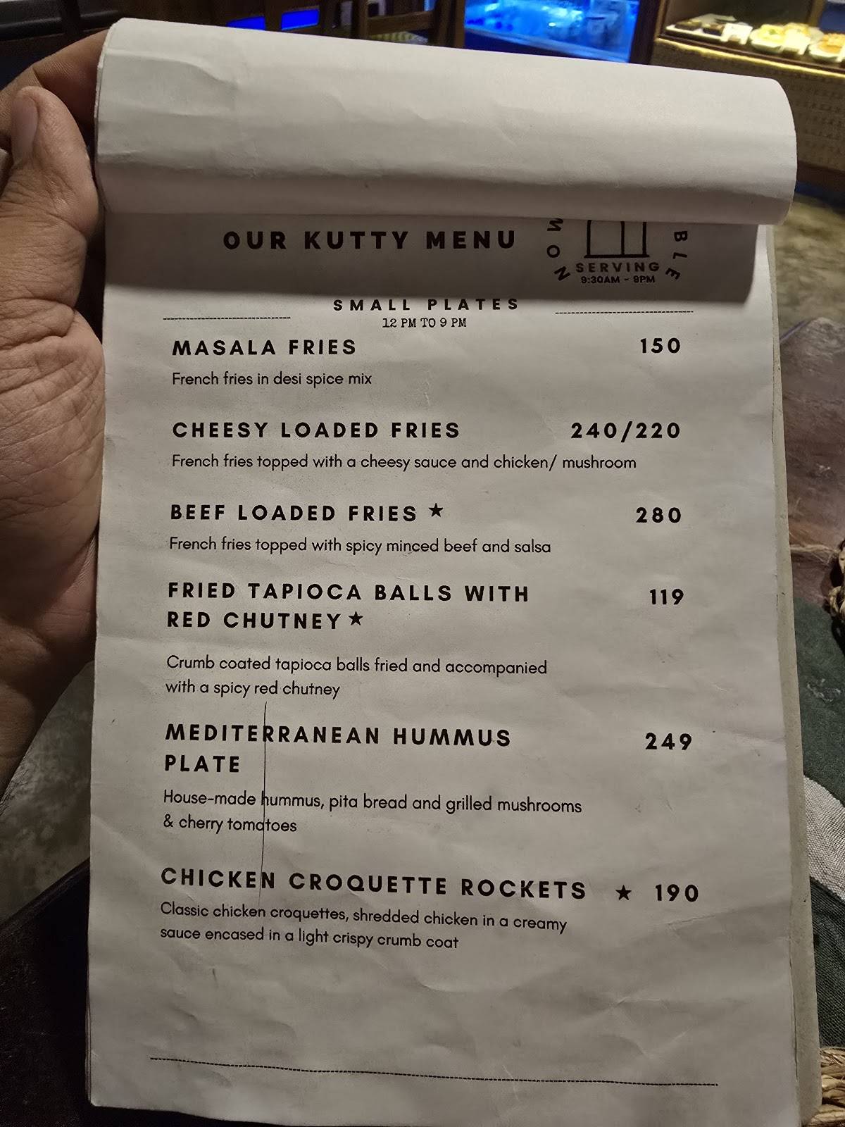 Borma Cafe menu