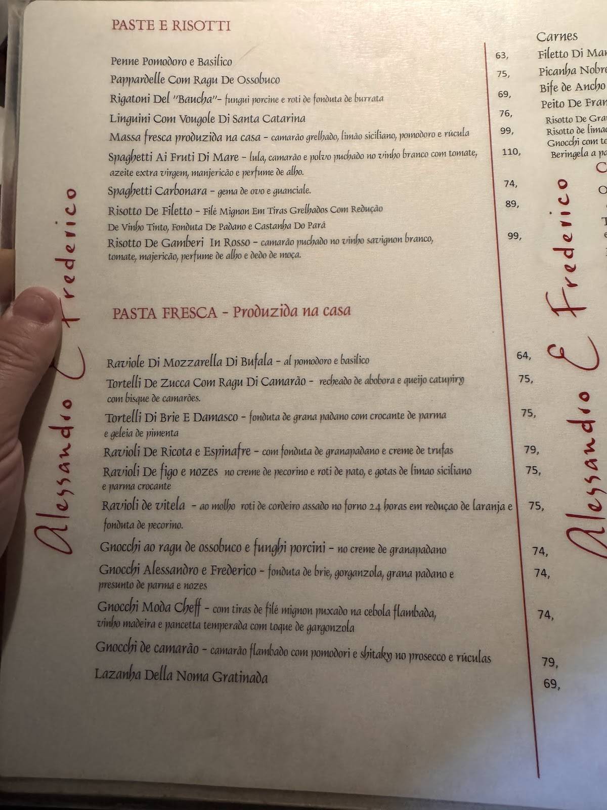 Alessandro & Frederico Restaurante cardápio