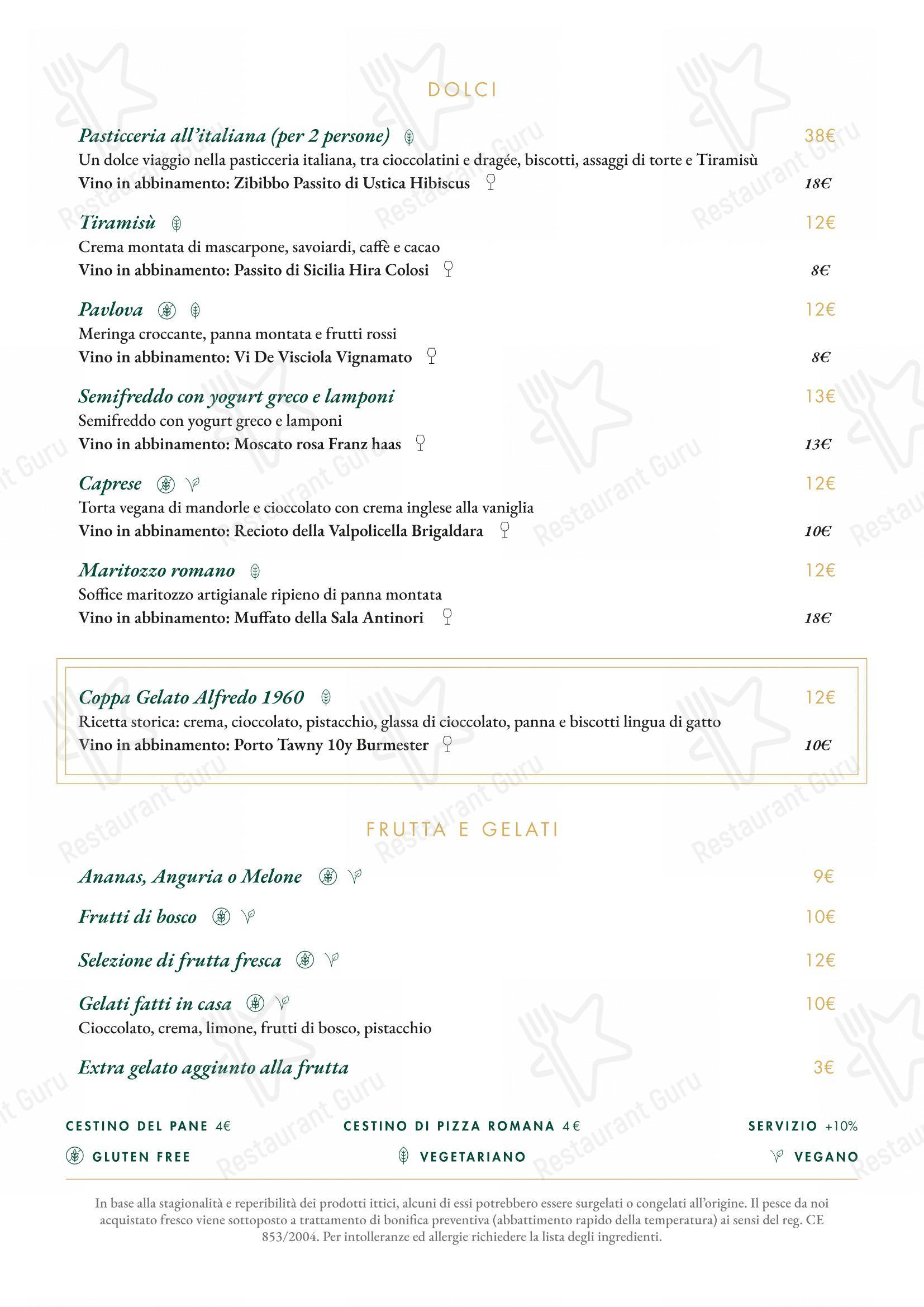 Ristorante Alfredo alla Scrofa in Roma - Коктейльная карта