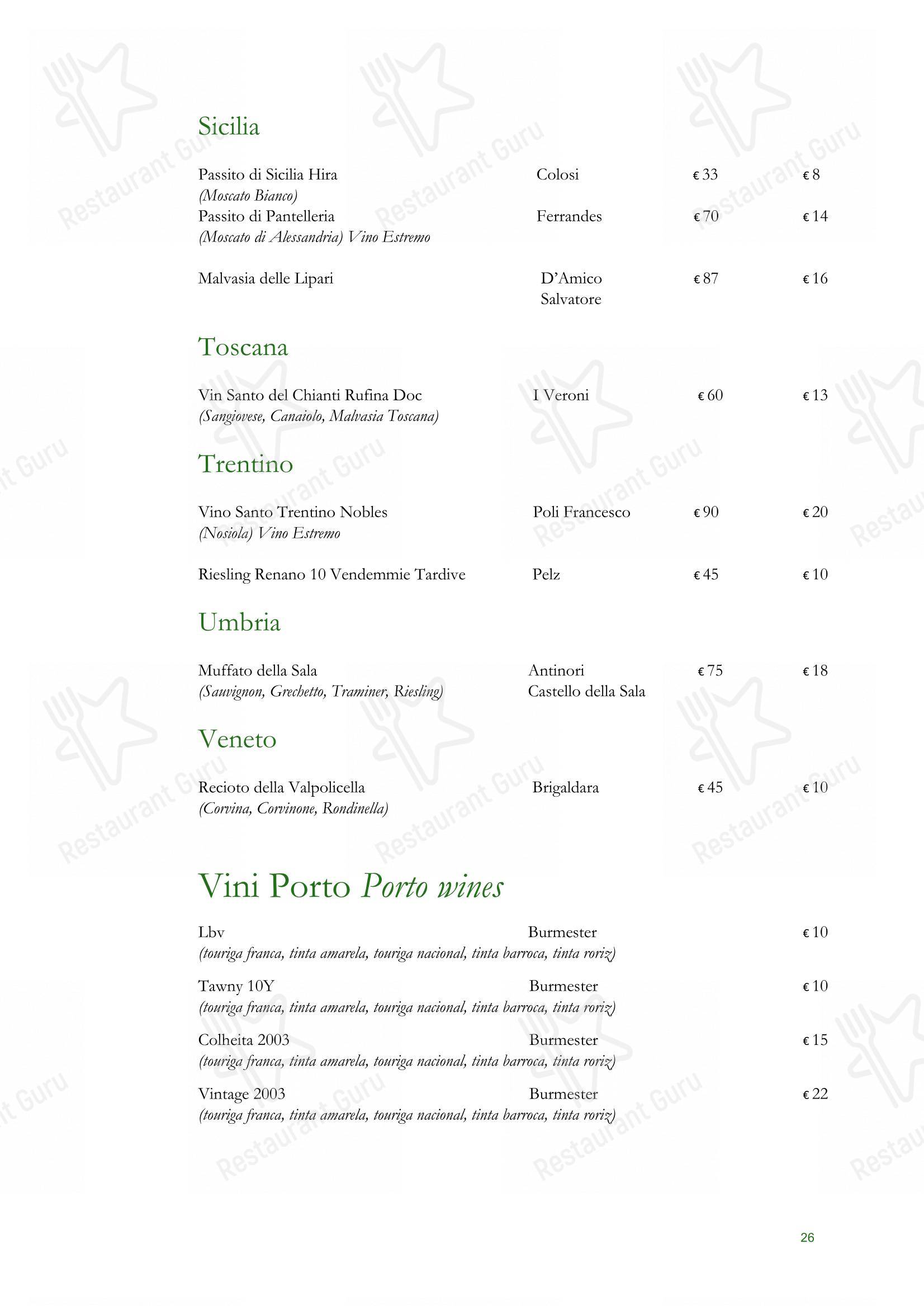Ночное меню per Ristorante Alfredo alla Scrofa ristorante