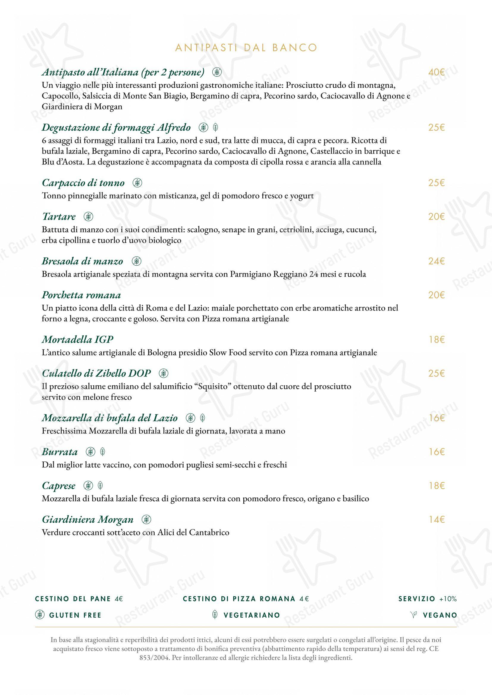Коктейльная карта per Ristorante Alfredo alla Scrofa ristorante